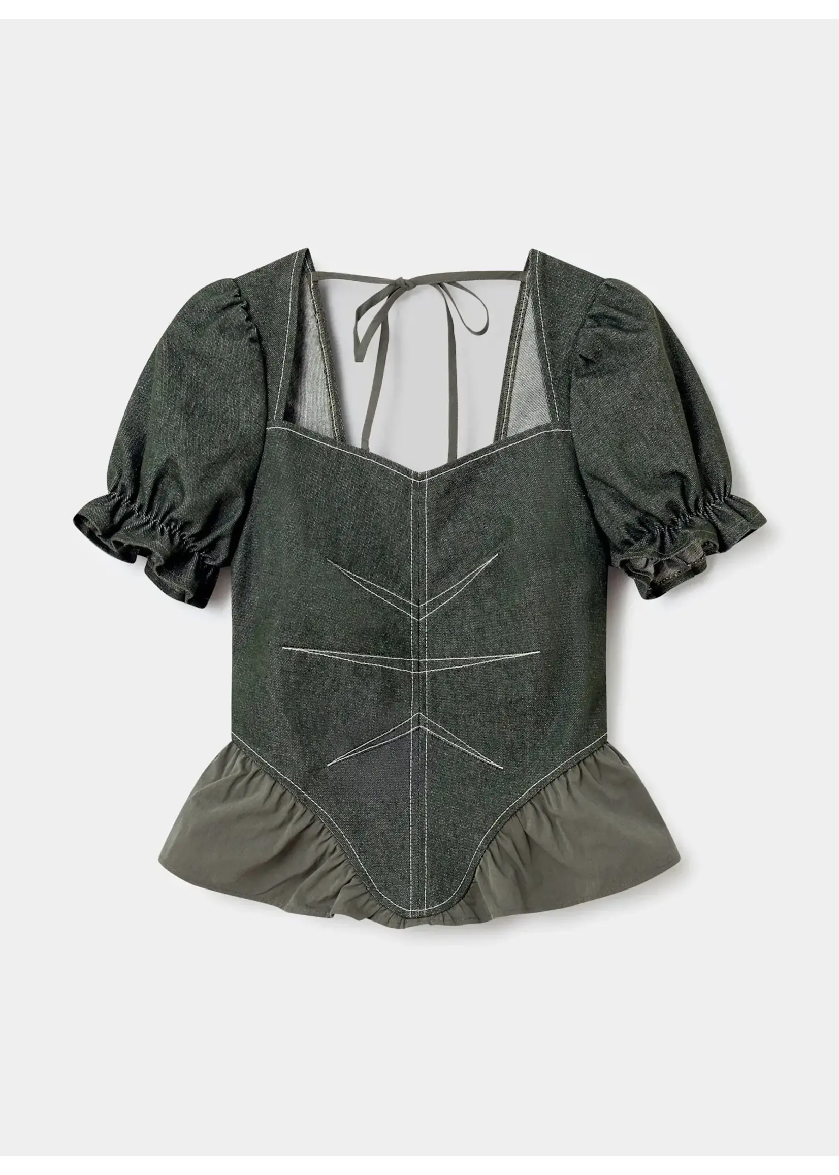 Laagam Regina puff sleeve blouse - Khaki