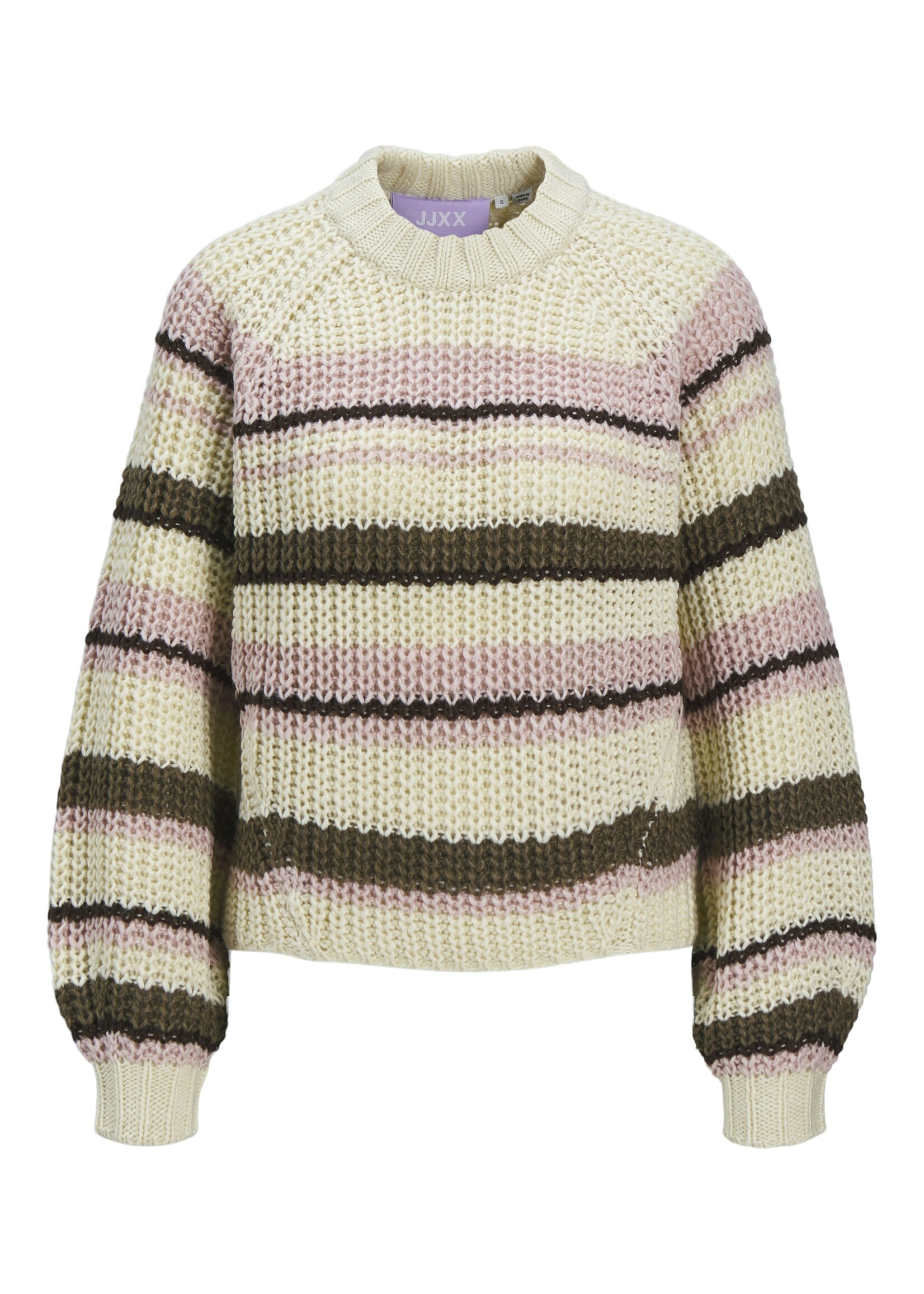 JXKELLY CHUNKY STRIPE CREW NECK KNIT - BONE WHITE