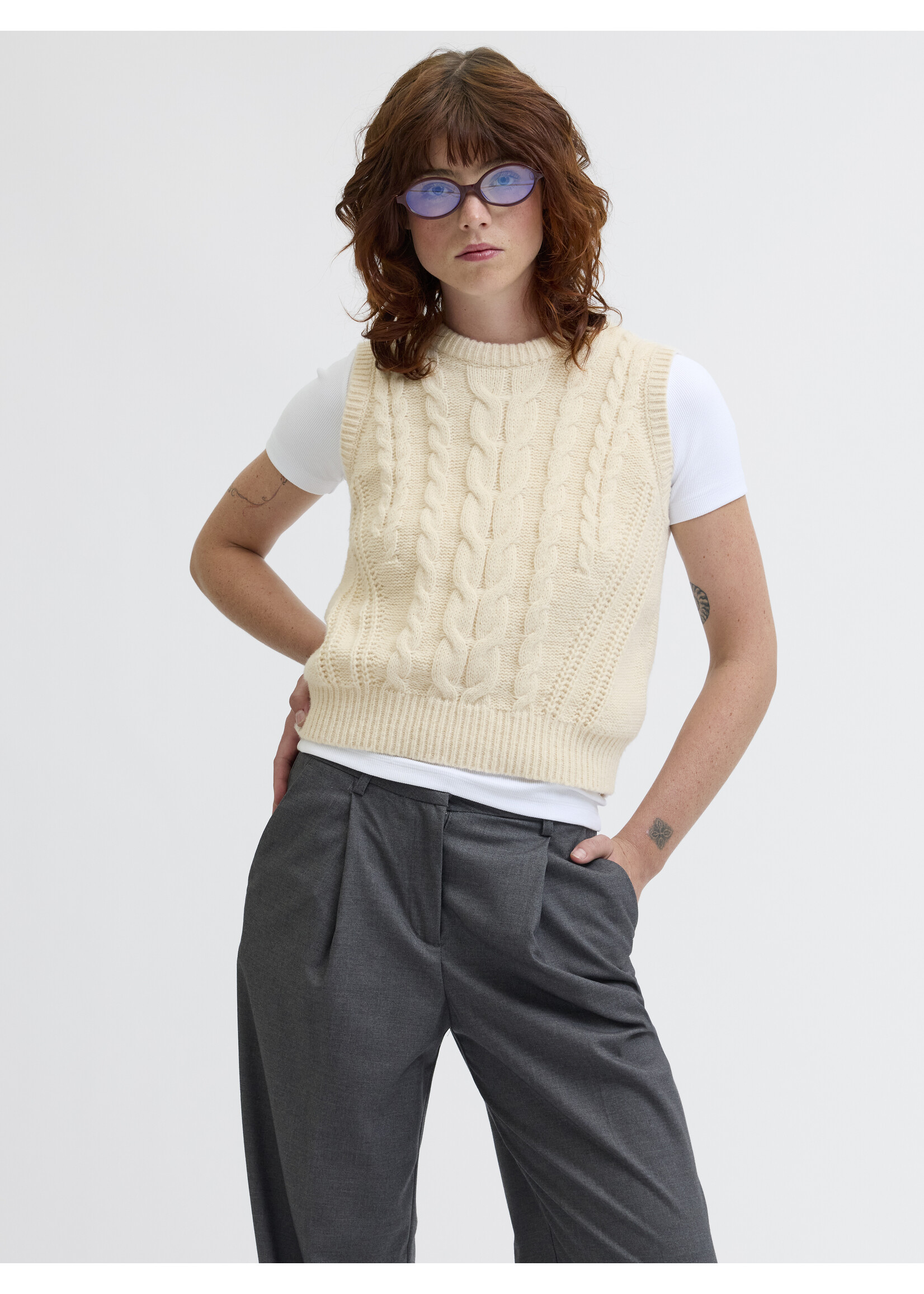 JXJOSIE VEST KNIT - VANILLA ICE