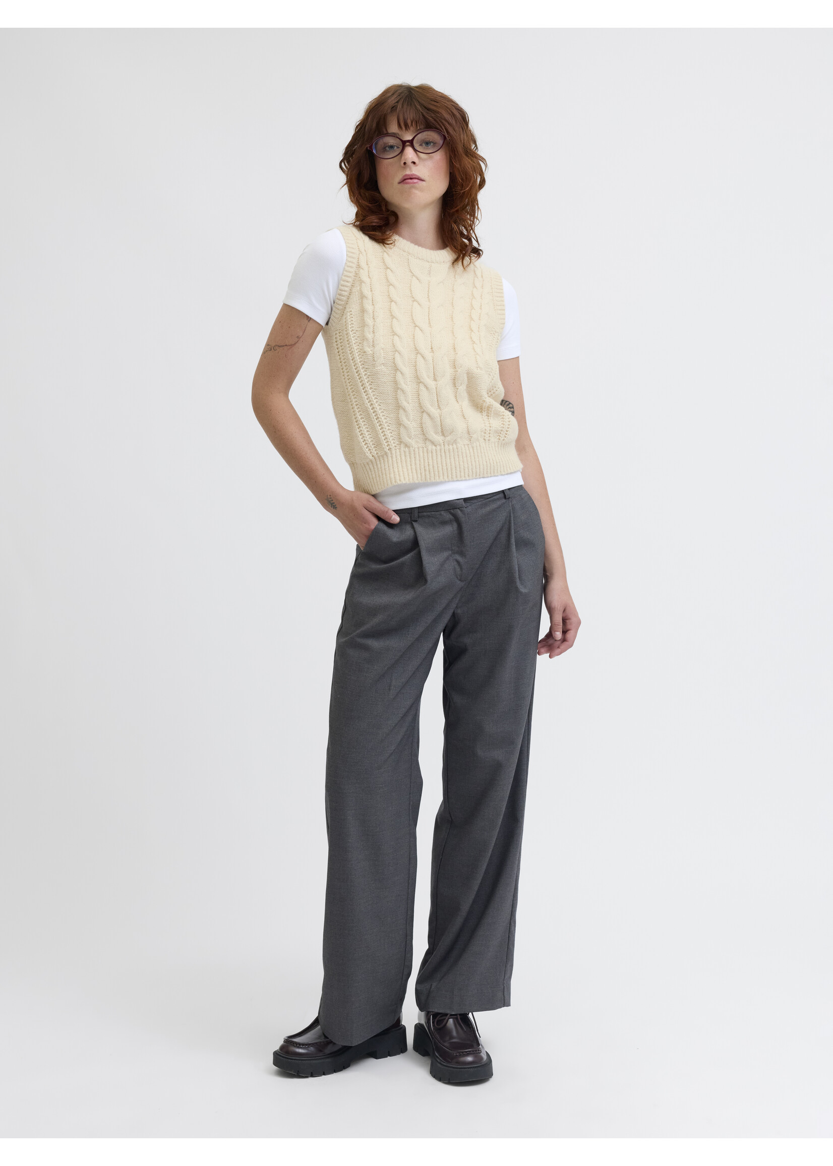 JXJOSIE VEST KNIT - VANILLA ICE
