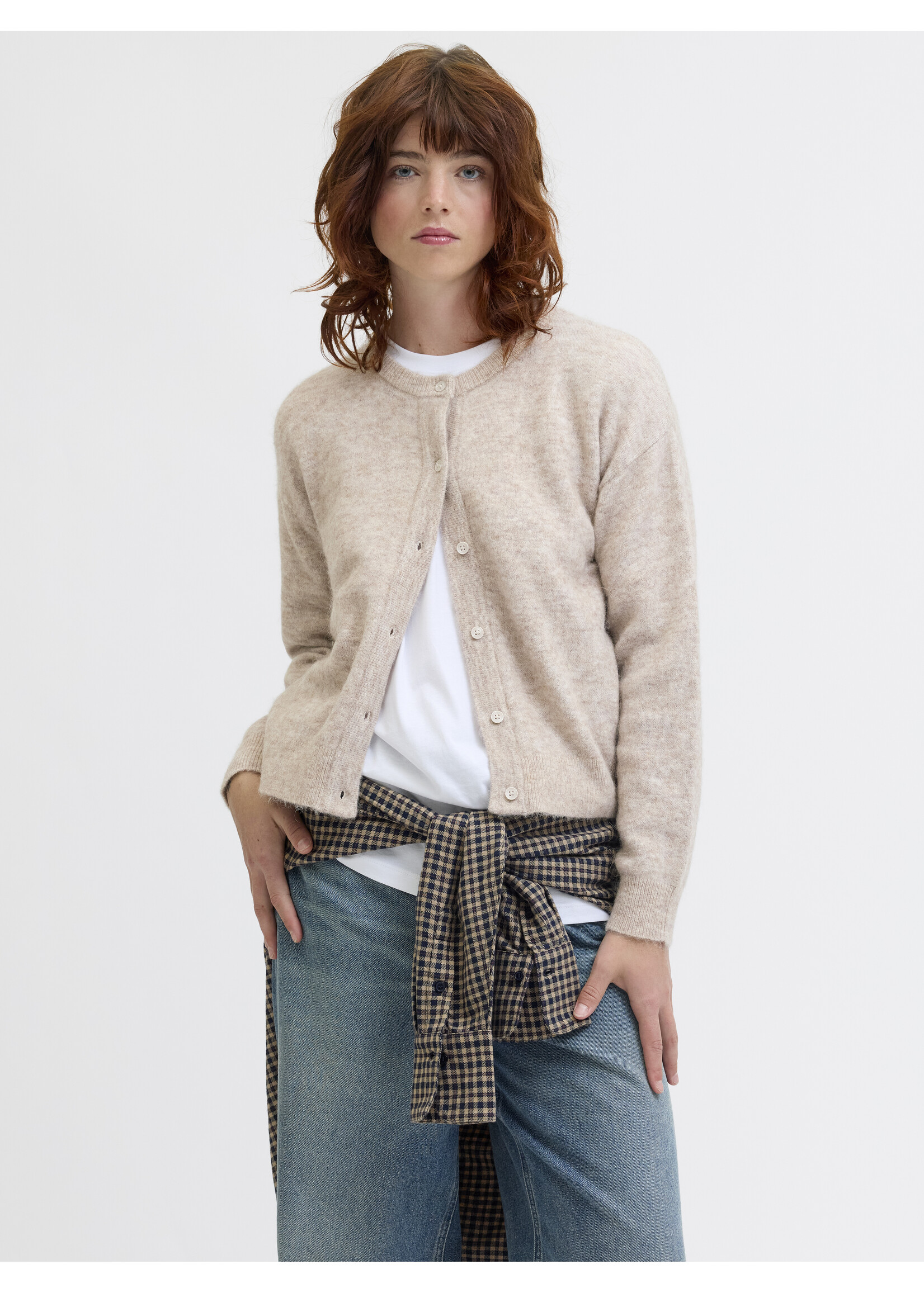 JXMATILDA WOOL CARDIGAN KNIT - FOG