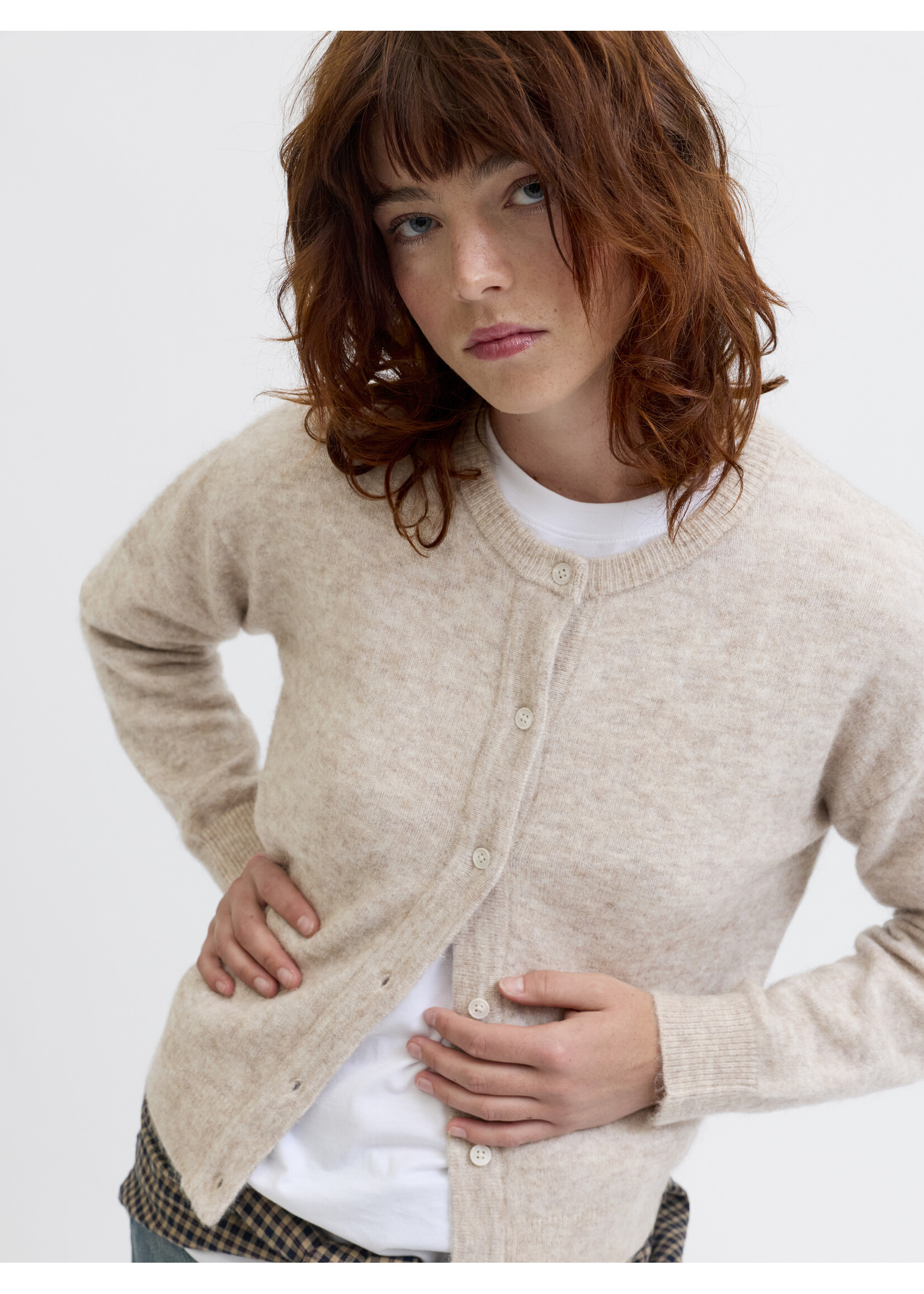 JXMATILDA WOOL CARDIGAN KNIT - FOG