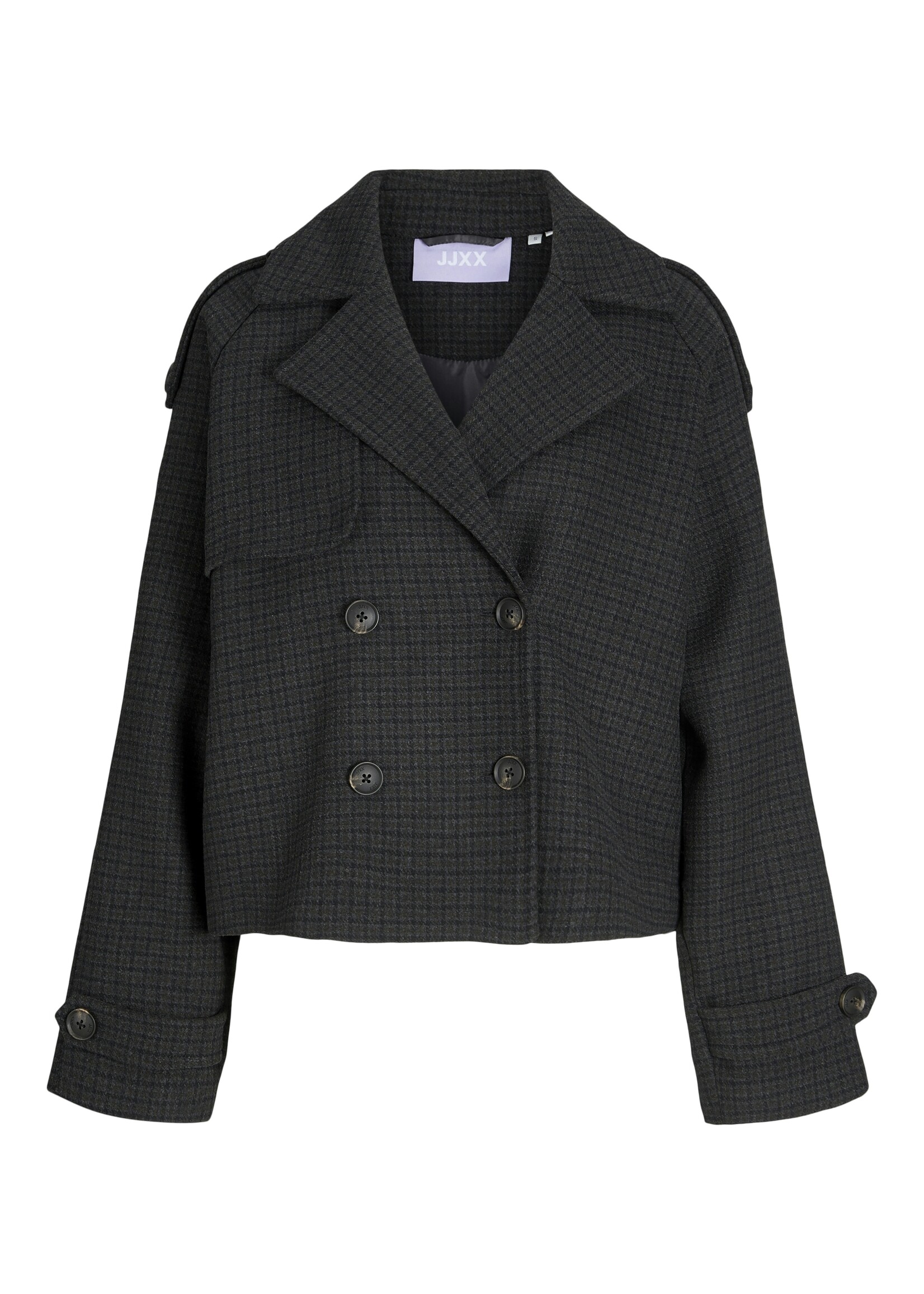 JXELLE CARLIE SHORT TRENCHCOAT - DARK GREY MELANGE