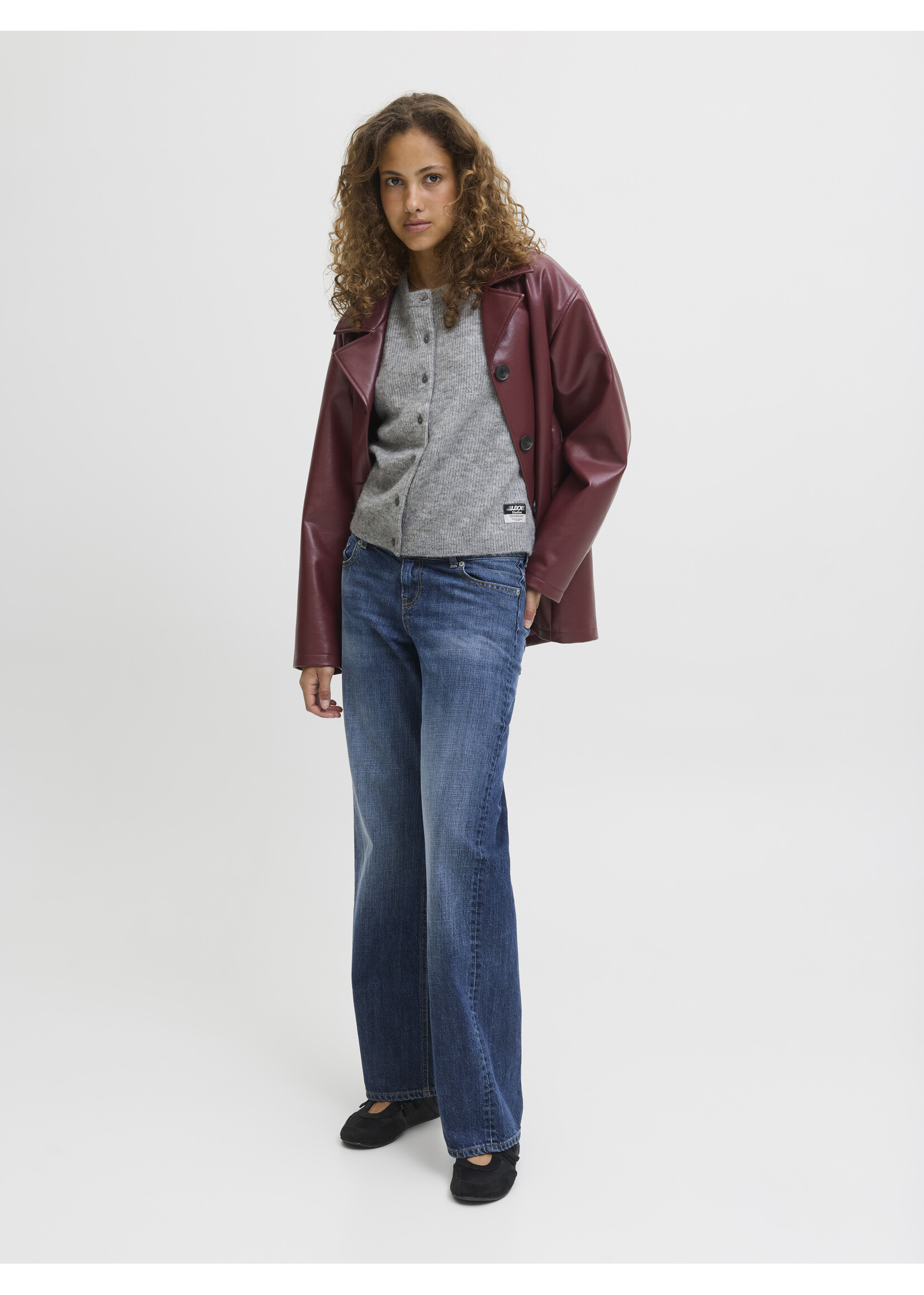 JXEVI CARDIGAN KNIT - MEDIUM GREY MELANGE