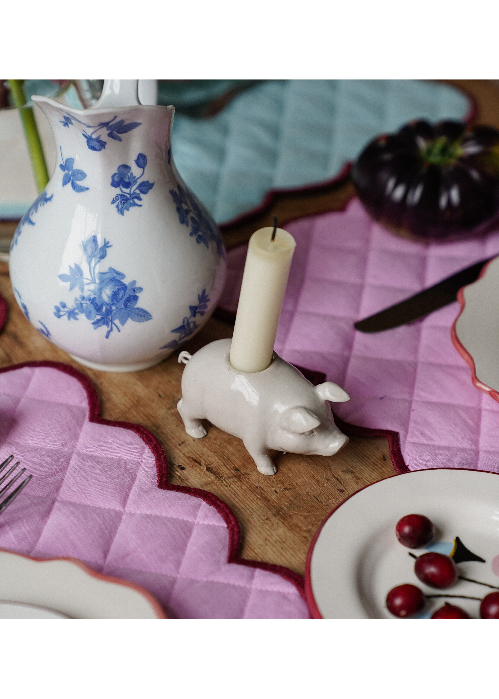 anna+nina Piggy candle holder - White