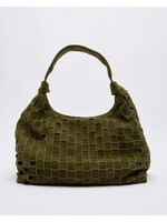 Núnoo Big dandy braided suede bag - Dark olive