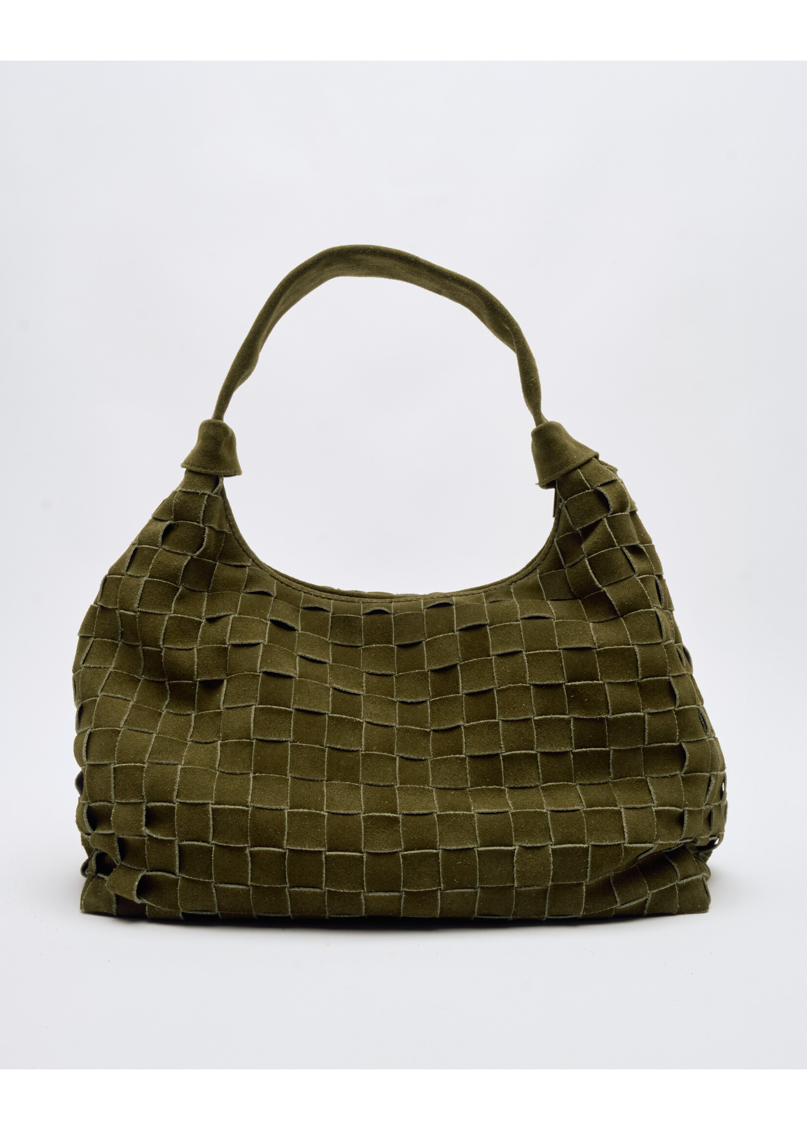 Núnoo Big dandy braided suede bag - Dark olive