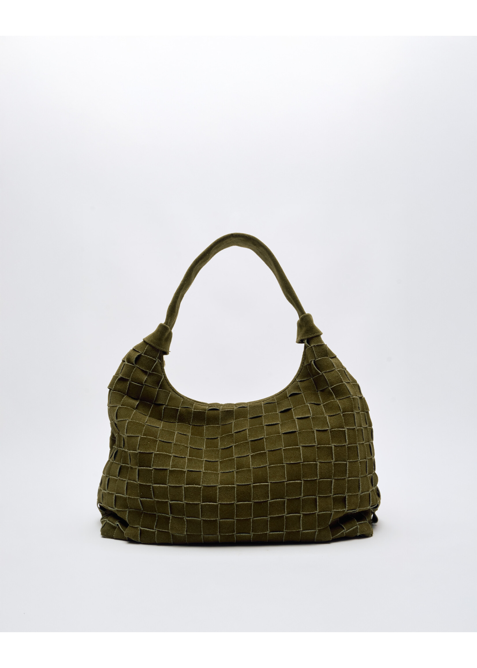 Núnoo Big dandy braided suede bag - Dark olive