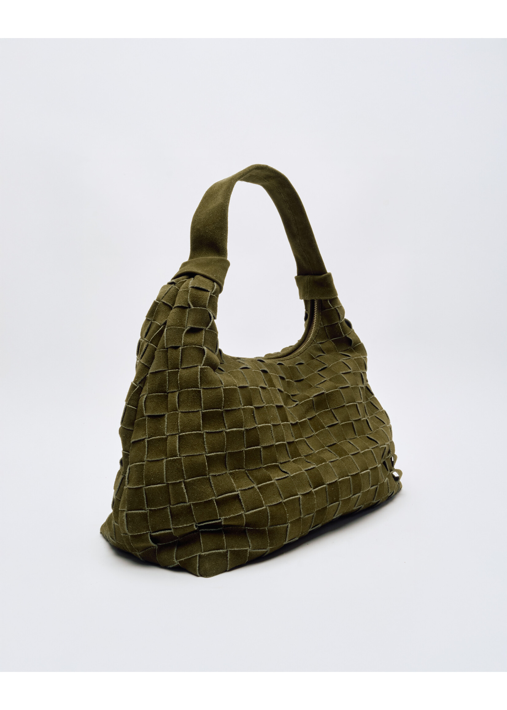 Núnoo Big dandy braided suede bag - Dark olive