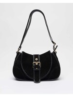 Núnoo Maria stitch suede bag - Black