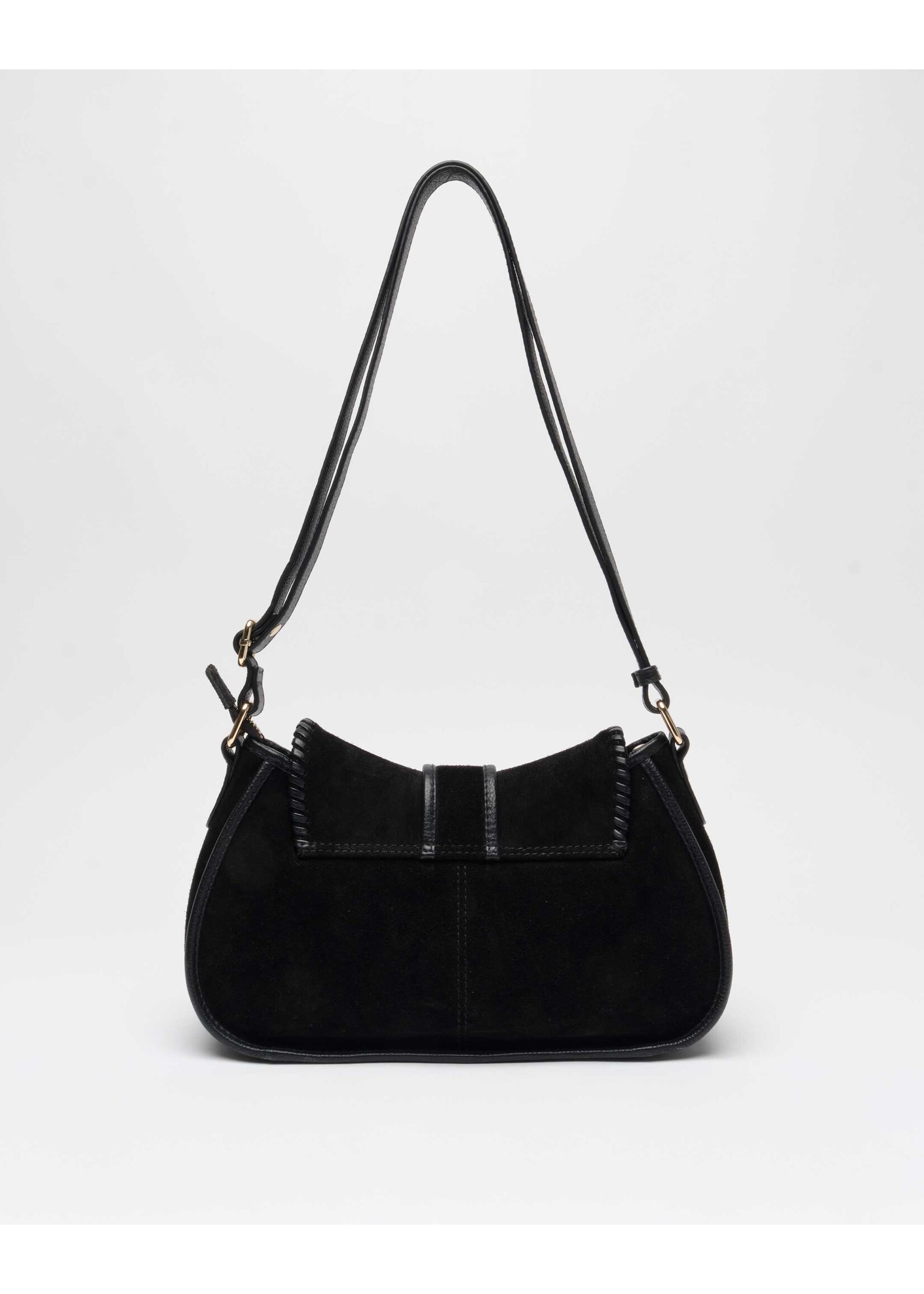 Núnoo Maria stitch suede bag - Black
