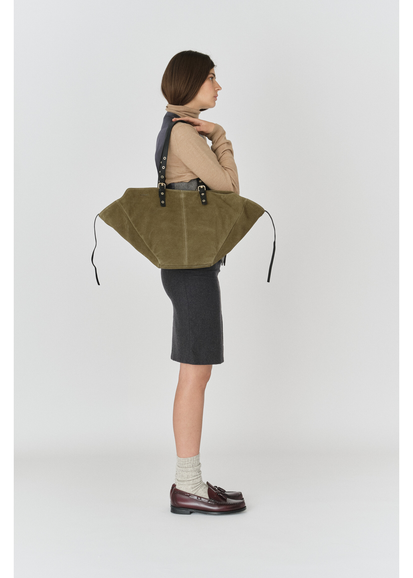 Núnoo Nora suede bag - Dark olive