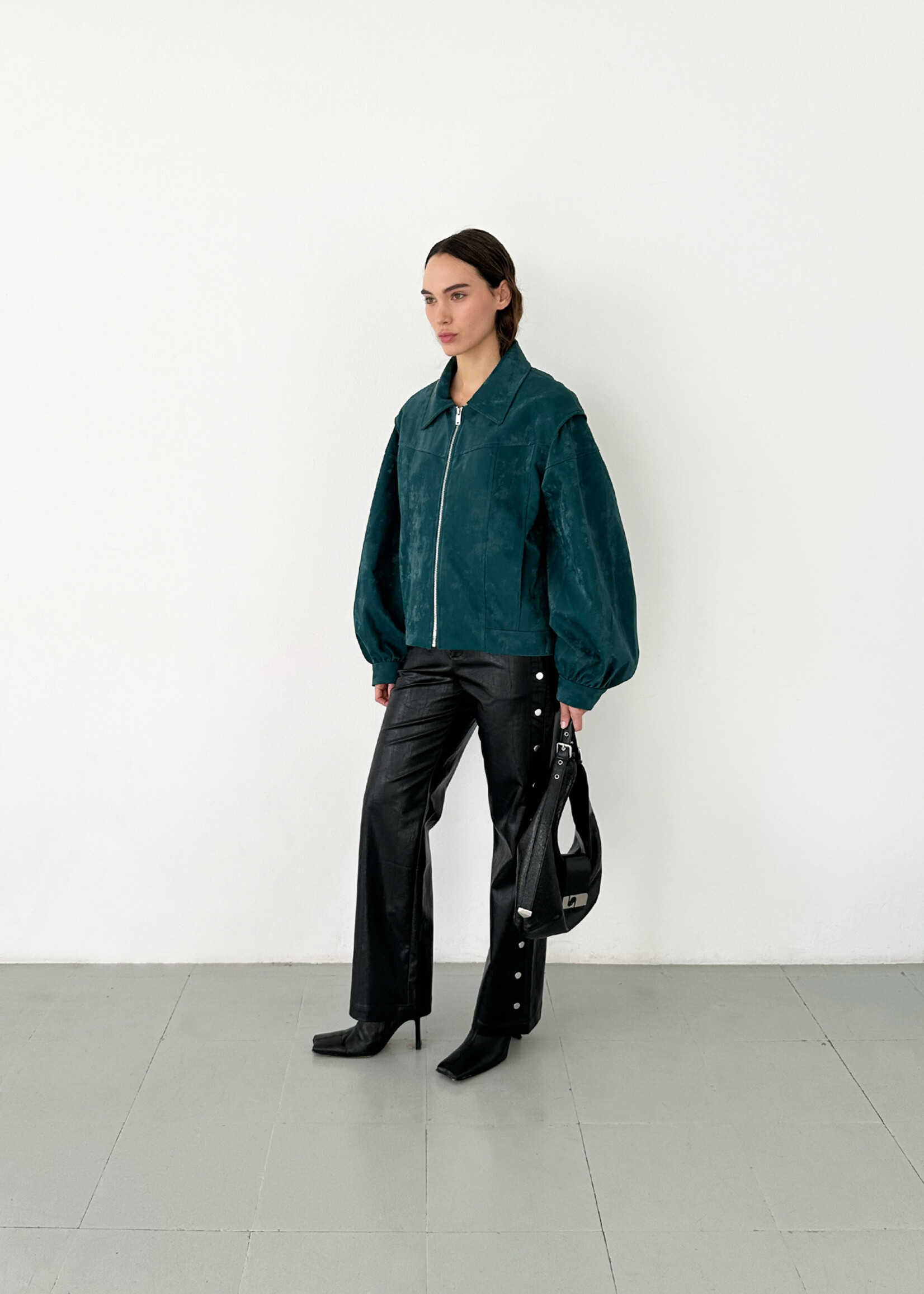 Laagam CUPIDO TEAL GREEN BOMBER JACKET