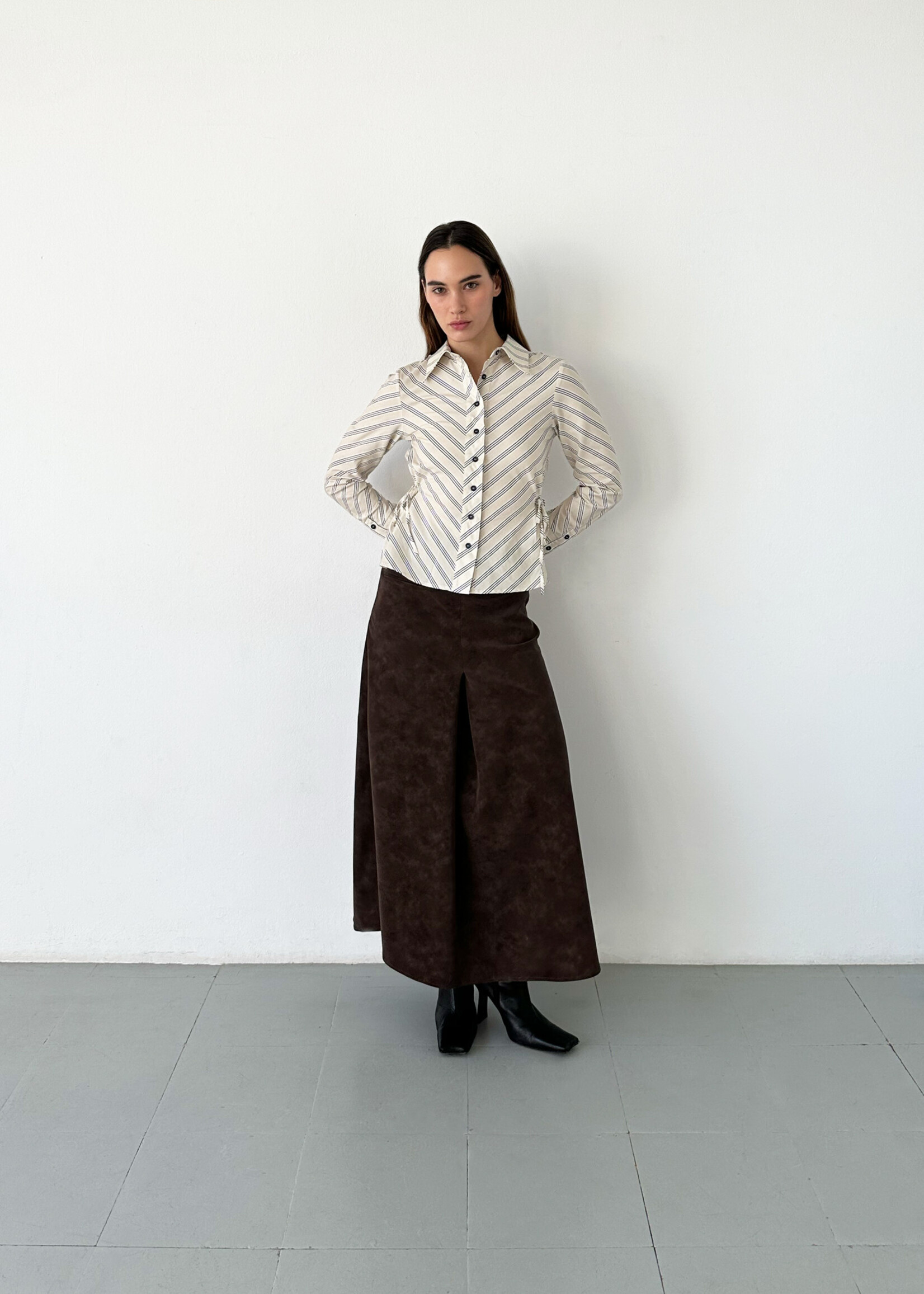 Laagam Opera black & white striped shirt