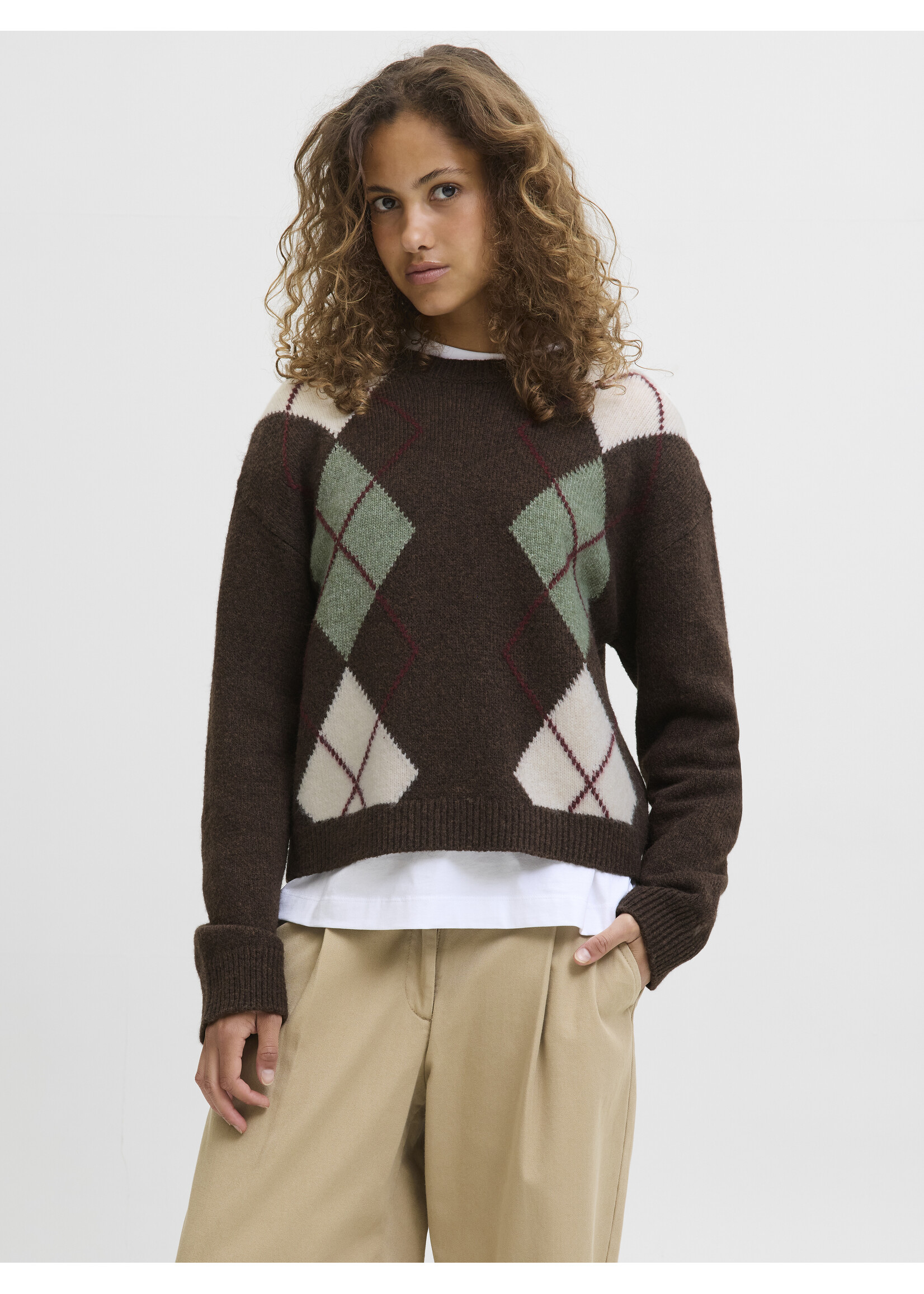 JXHARVI CREW NECK KNIT - BROWN