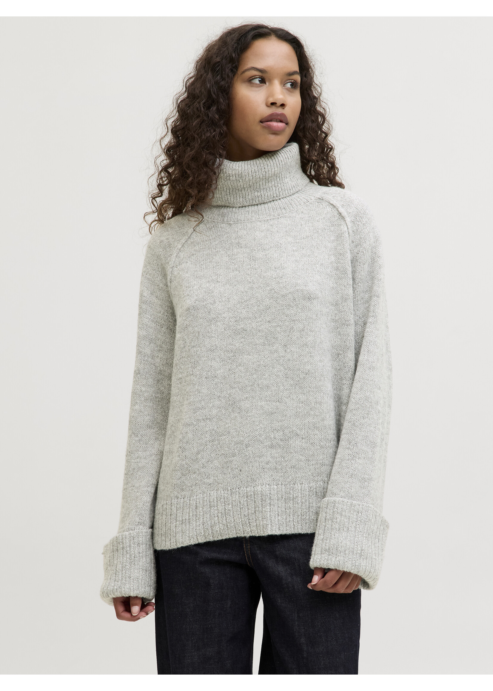 JXELLINORA ROLL NECK KNIT - LIGHT GREY MELANGE