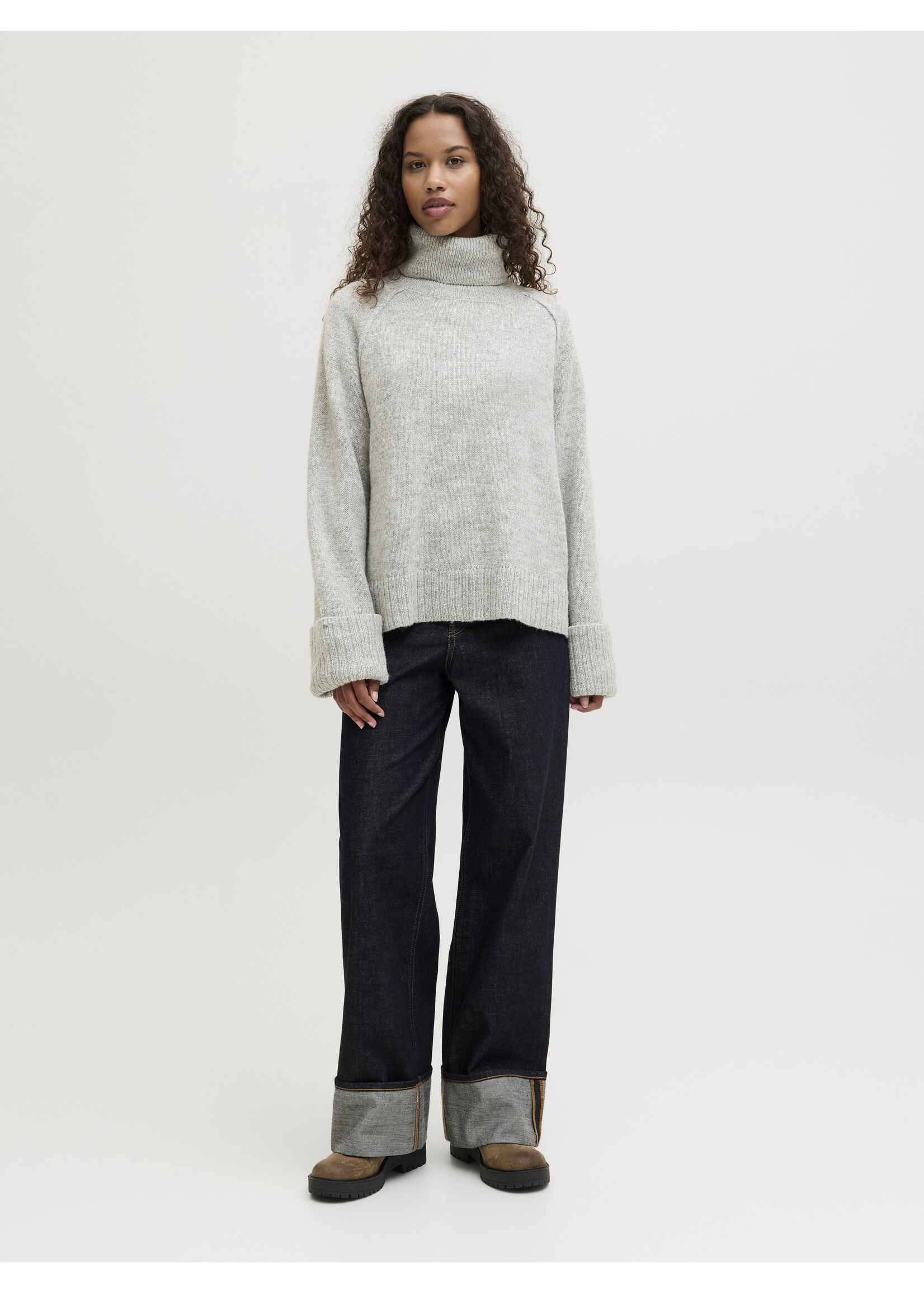 JXELLINORA ROLL NECK KNIT - LIGHT GREY MELANGE