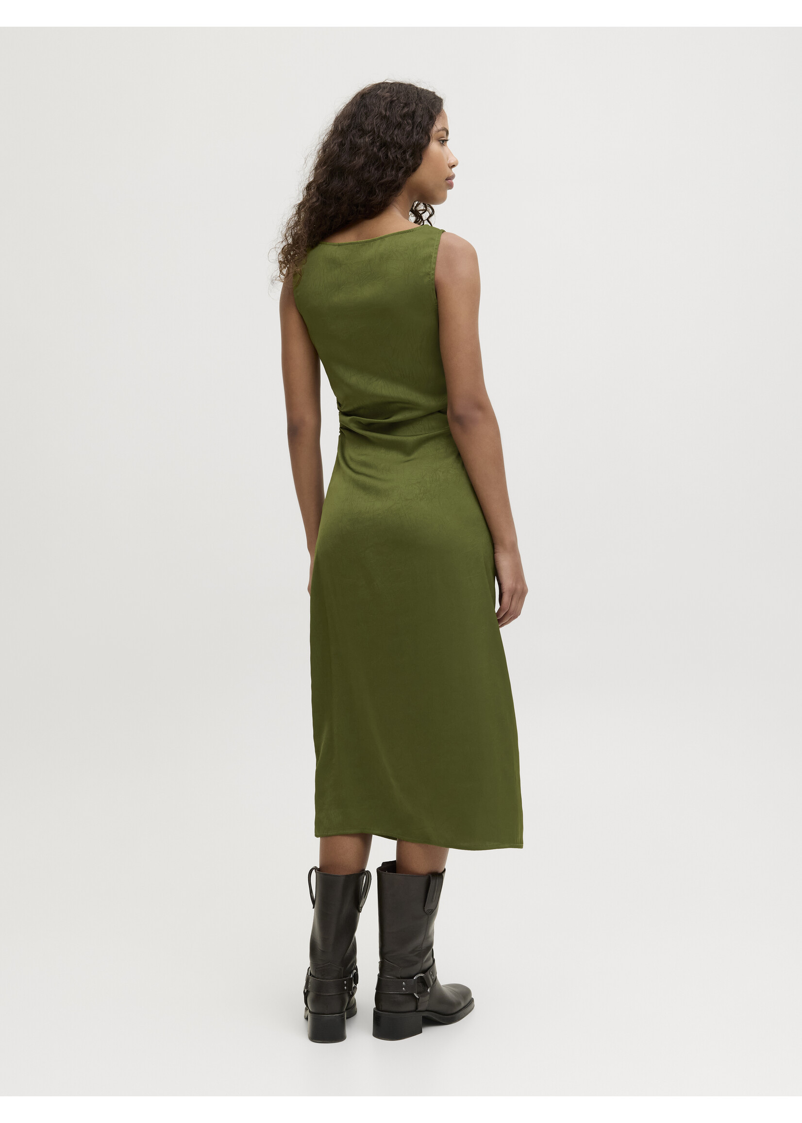 JXJANE SATIN LONG DRESS - MAYFLY GREEN