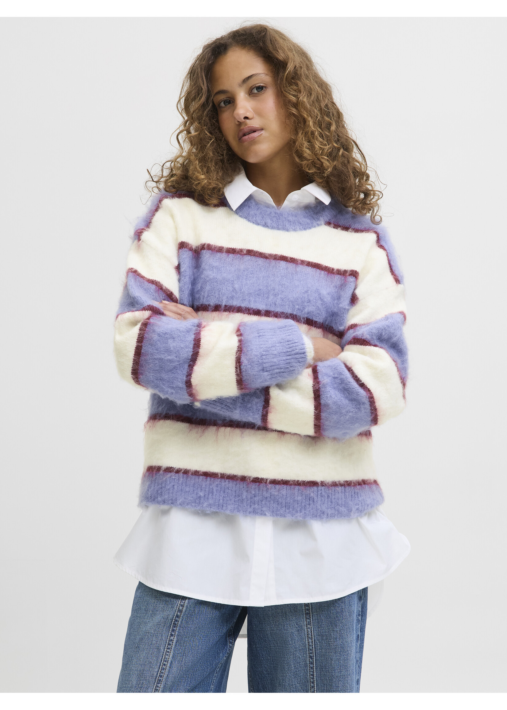 JXCALISTA CREW NECK KNIT - BLUE ICE/VANILLA ICE