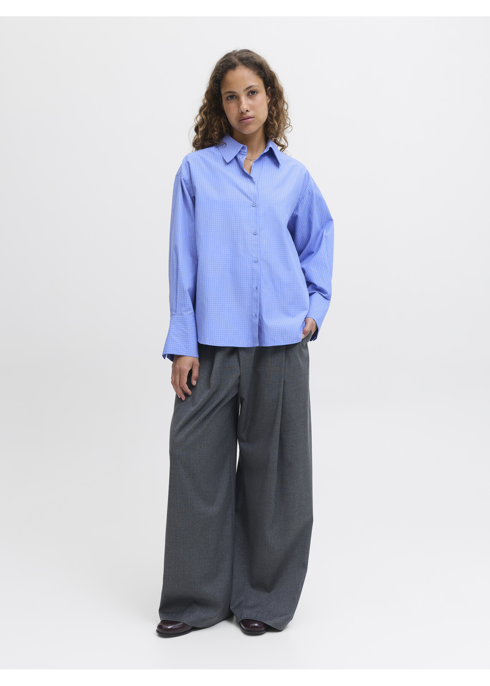 JXBELLA LS SHIRT - ULTRAMARINE SILVER RHINESTONE