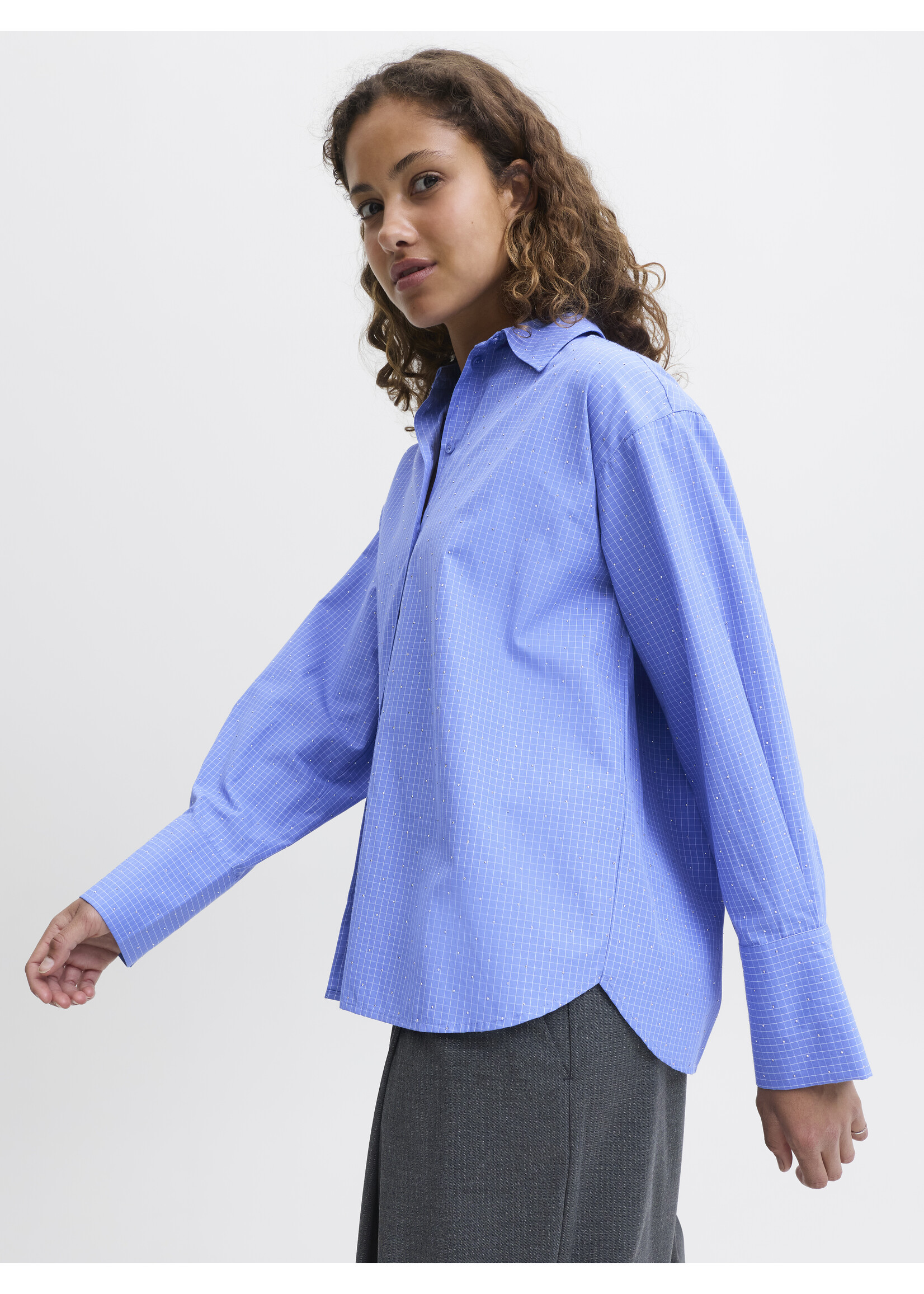 JXBELLA LS SHIRT - ULTRAMARINE SILVER RHINESTONE