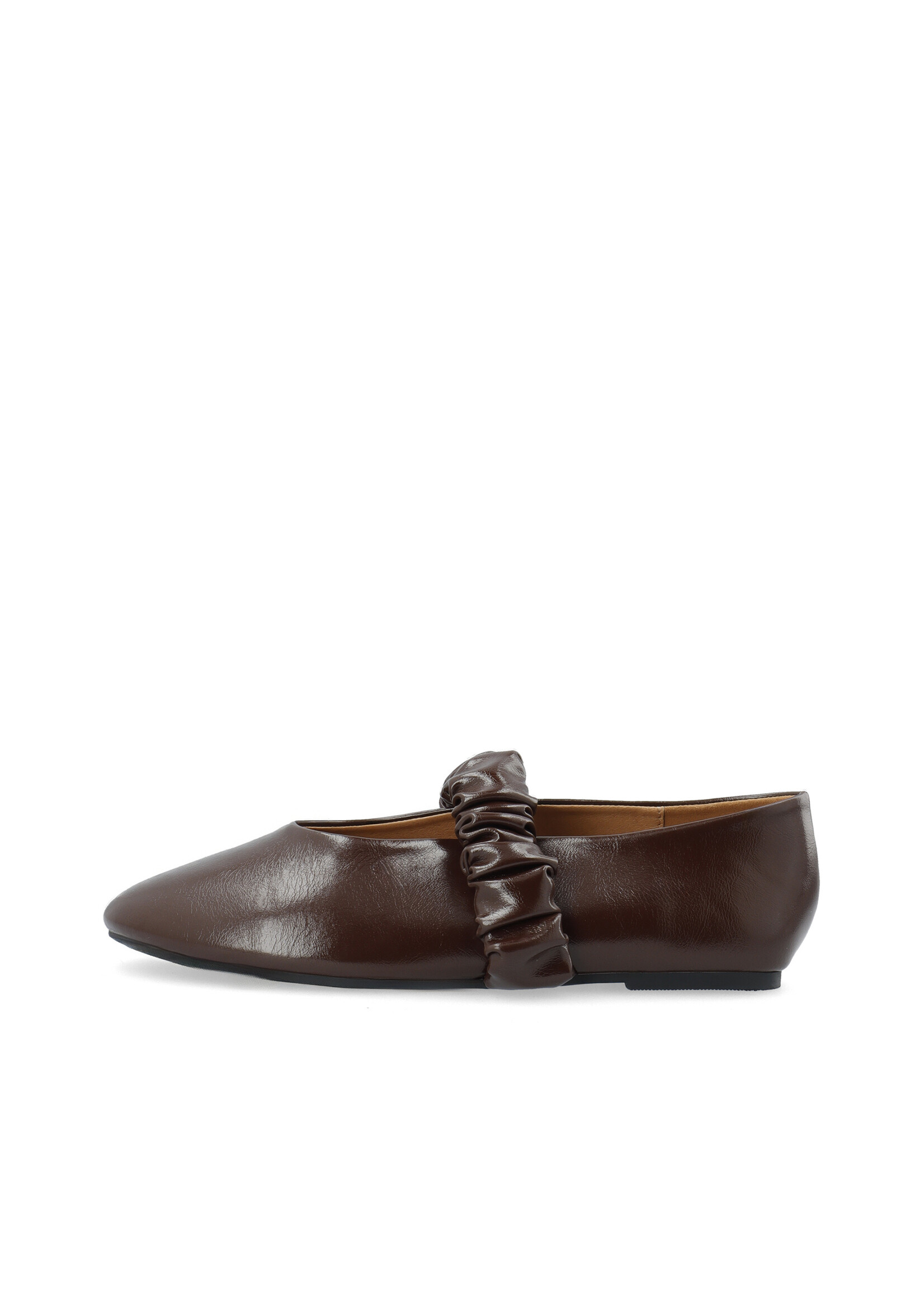 Bialuna Scrunchie Ballet Flat Faux Leather - Brown