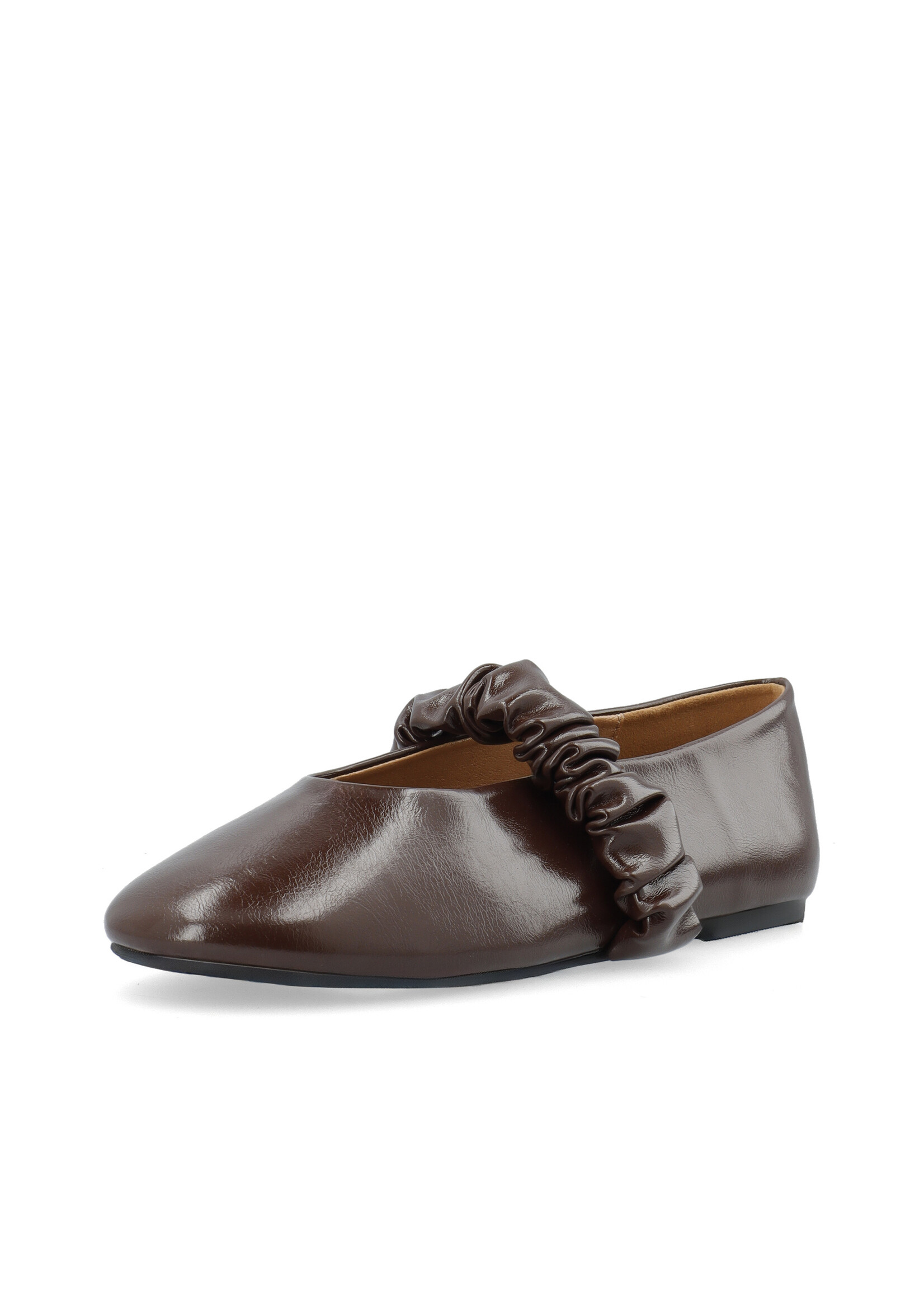 Bialuna Scrunchie Ballet Flat Faux Leather - Brown