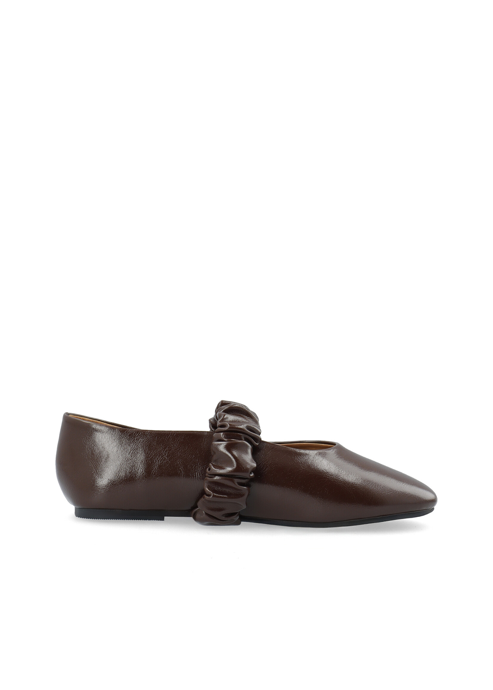 Bialuna Scrunchie Ballet Flat Faux Leather - Brown