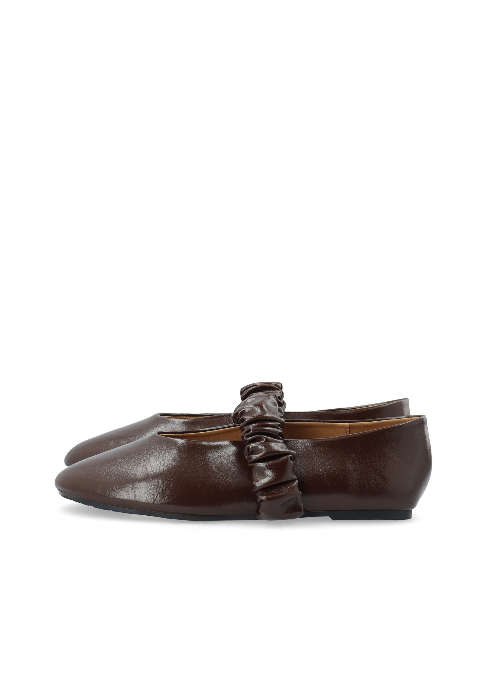 Bialuna Scrunchie Ballet Flat Faux Leather - Brown