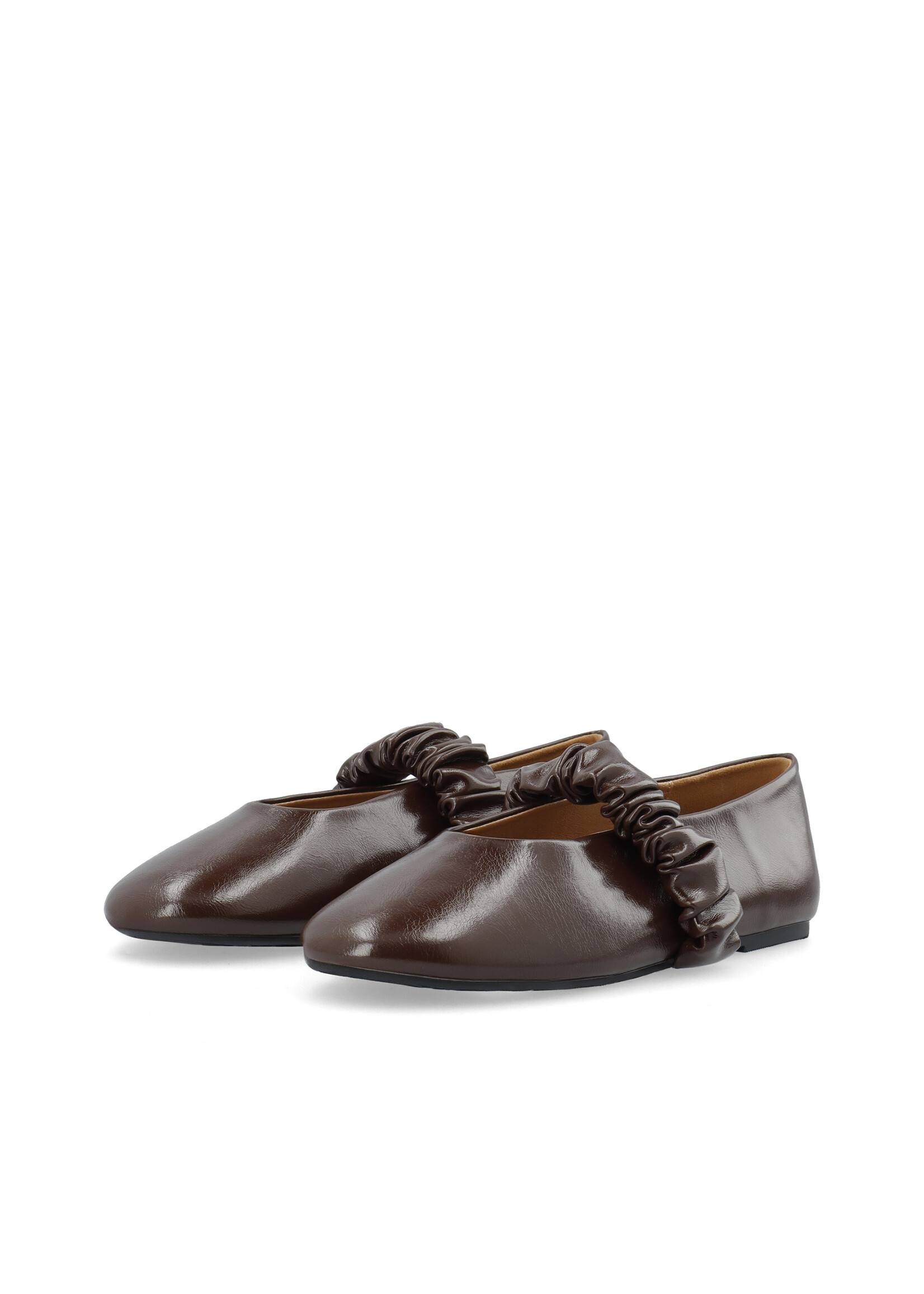 Bialuna Scrunchie Ballet Flat Faux Leather - Brown