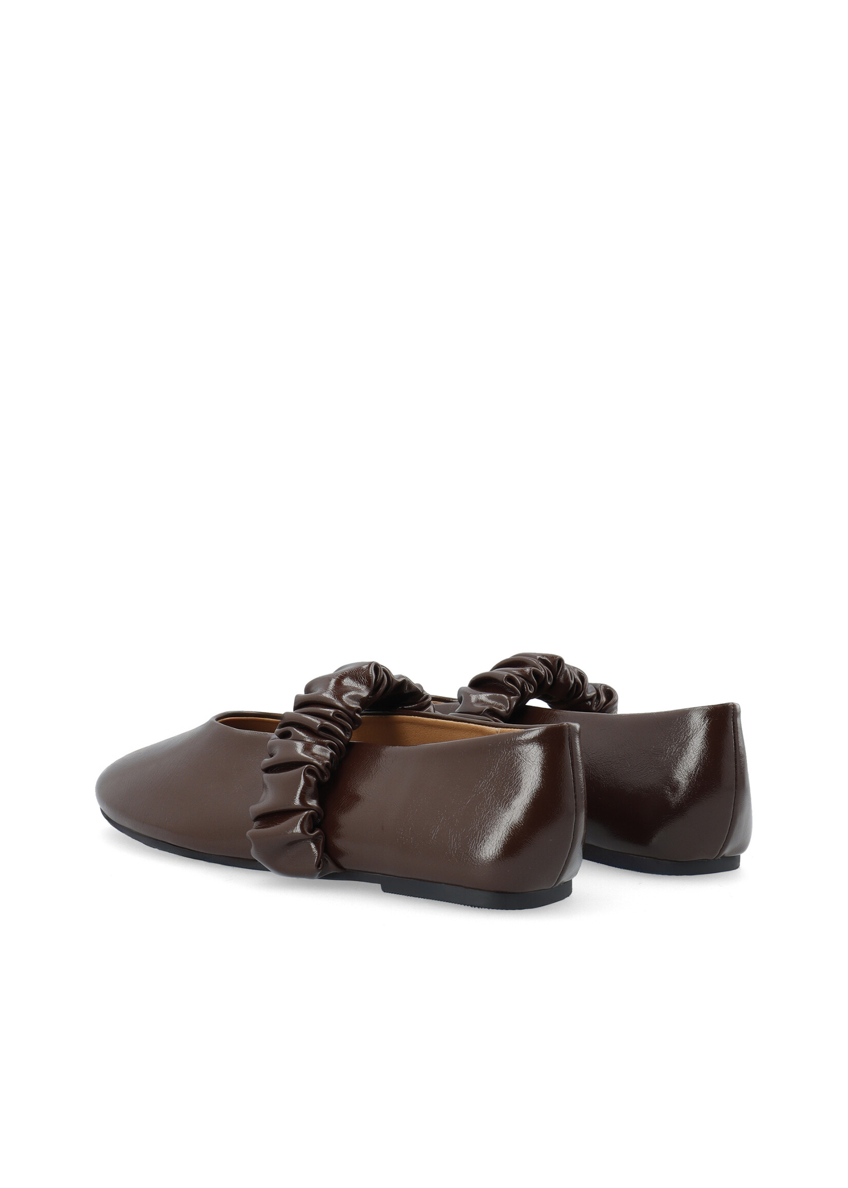 Bialuna Scrunchie Ballet Flat Faux Leather - Brown