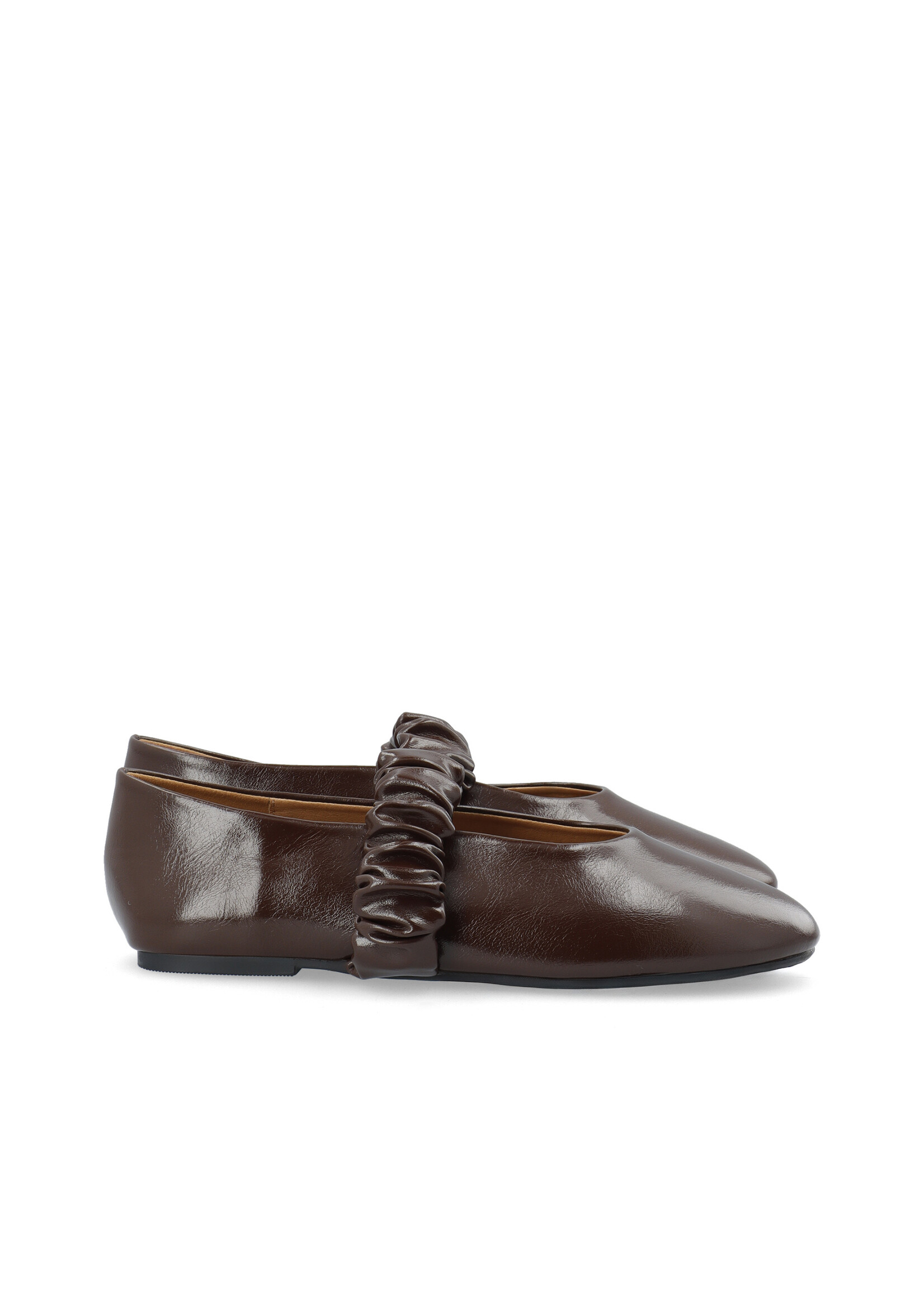 Bialuna Scrunchie Ballet Flat Faux Leather - Brown