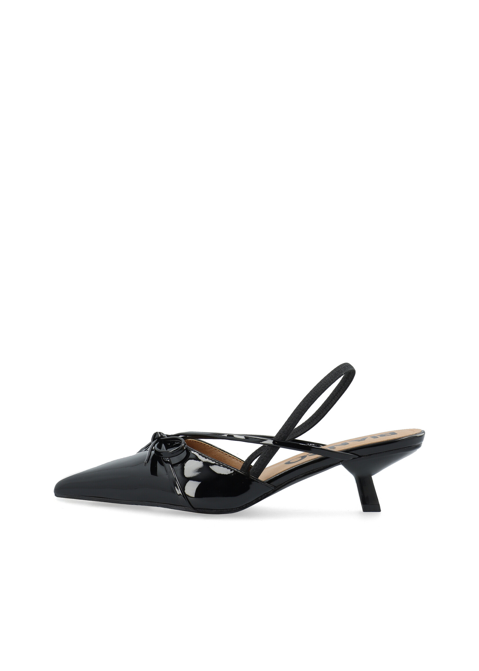 Biakristin Kitten Heel Bow Slingback Faux Leather - Black