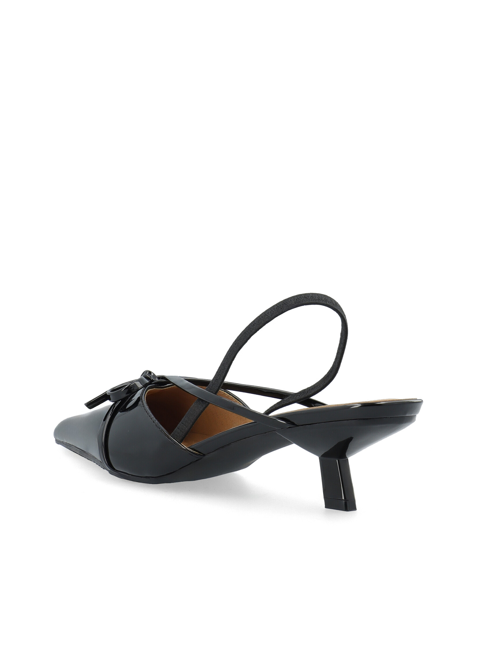 Biakristin Kitten Heel Bow Slingback Faux Leather - Black
