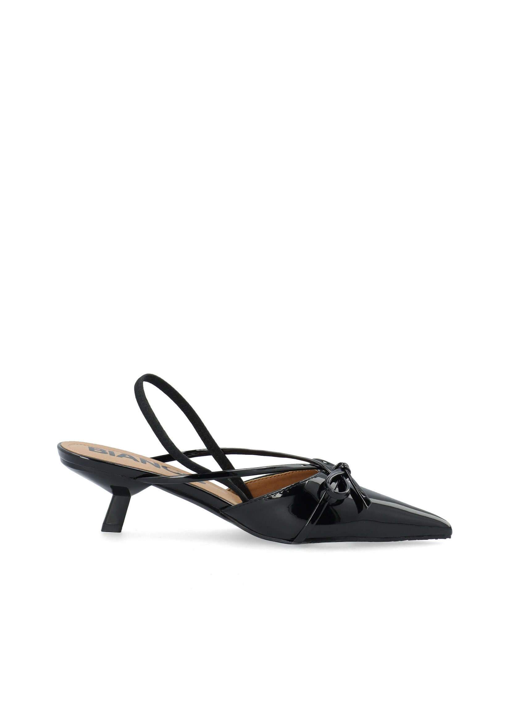 Biakristin Kitten Heel Bow Slingback Faux Leather - Black