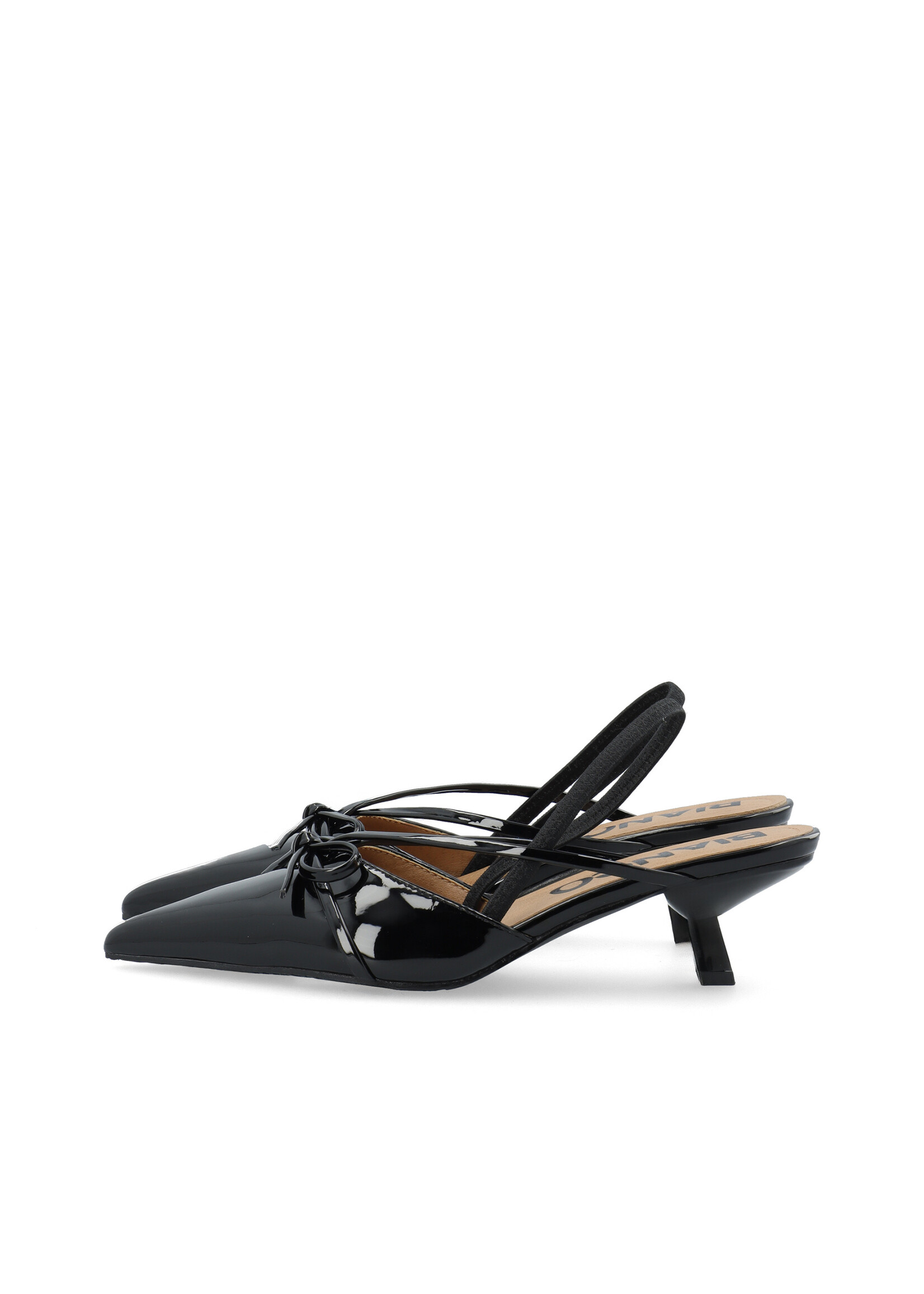 Biakristin Kitten Heel Bow Slingback Faux Leather - Black