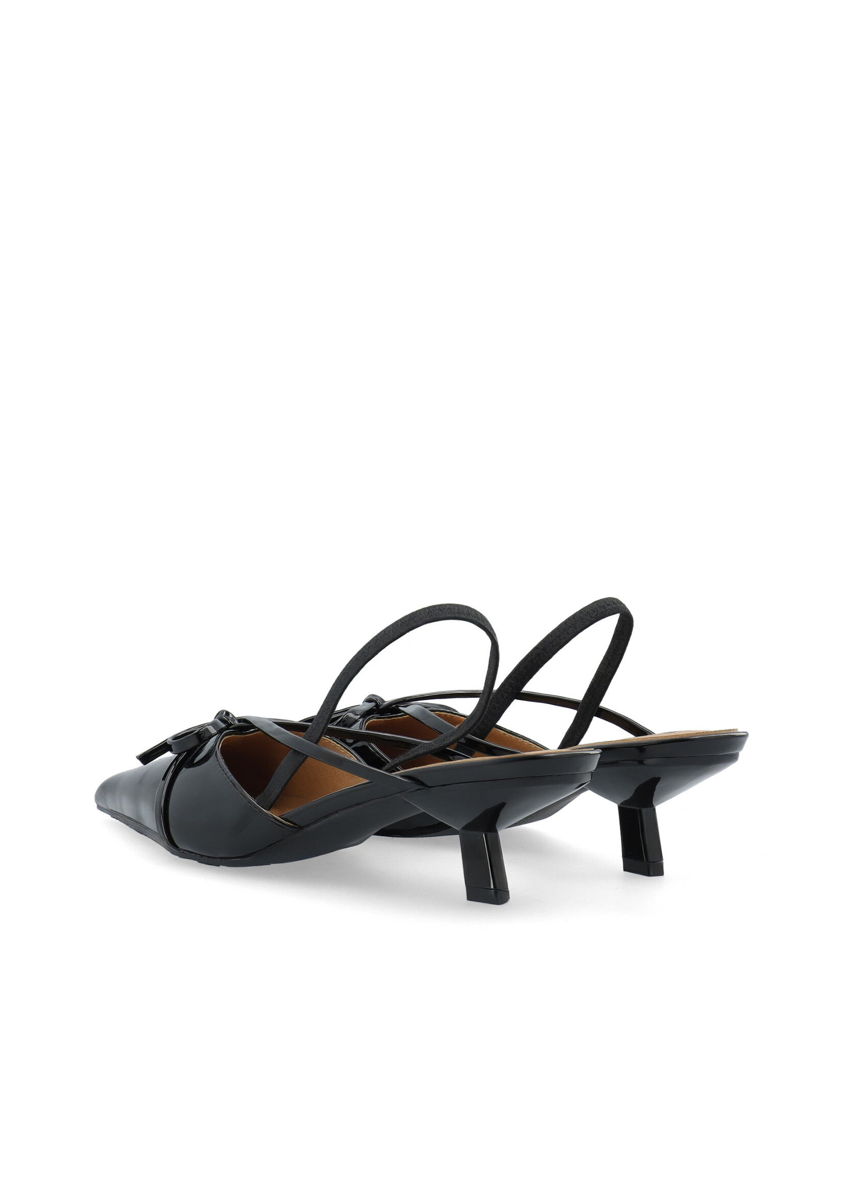 Biakristin Kitten Heel Bow Slingback Faux Leather - Black