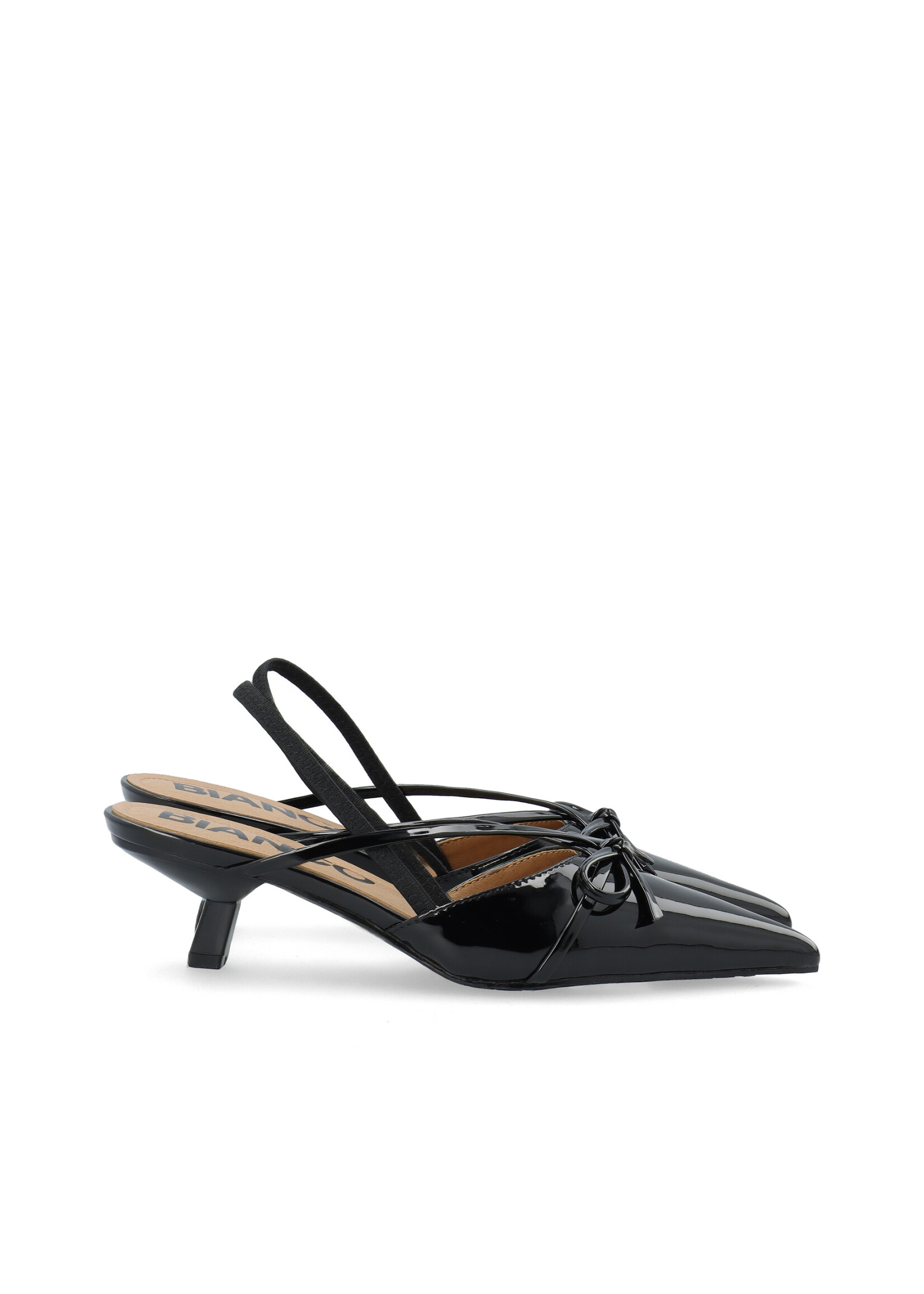 Biakristin Kitten Heel Bow Slingback Faux Leather - Black