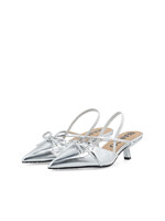 Biakristin Kitten Heel Bow Slingback Faux Leather - Silver