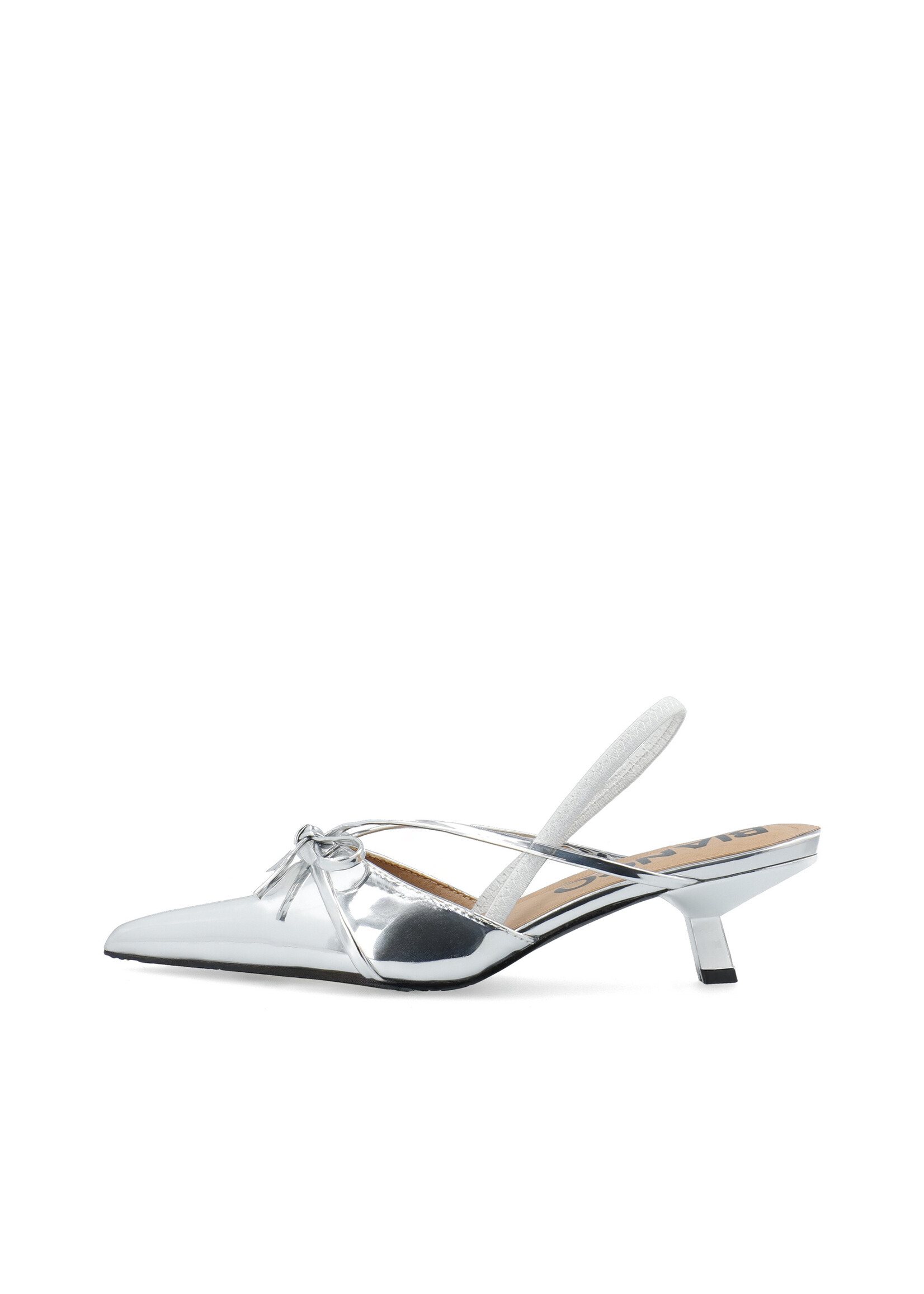 Biakristin Kitten Heel Bow Slingback Faux Leather - Silver