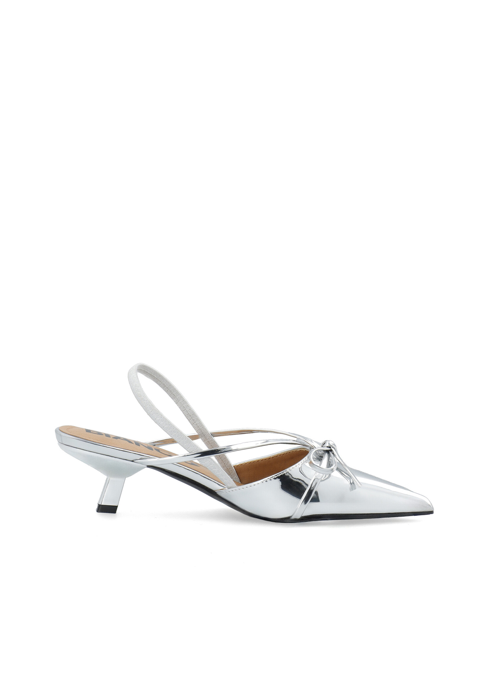 Biakristin Kitten Heel Bow Slingback Faux Leather - Silver