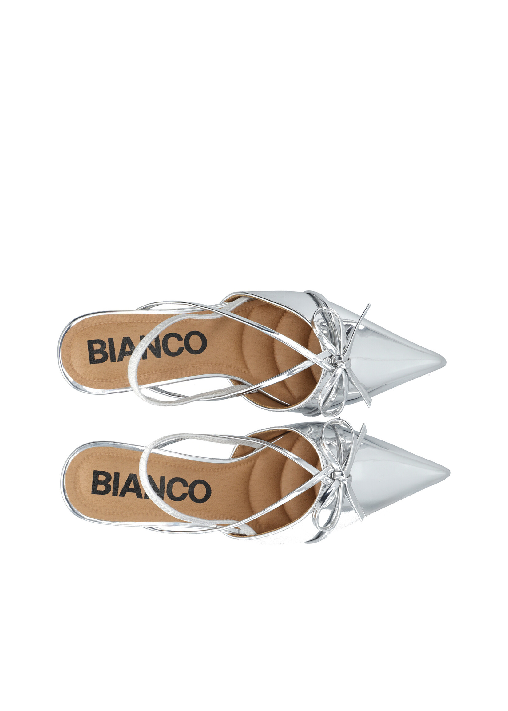 Biakristin Kitten Heel Bow Slingback Faux Leather - Silver