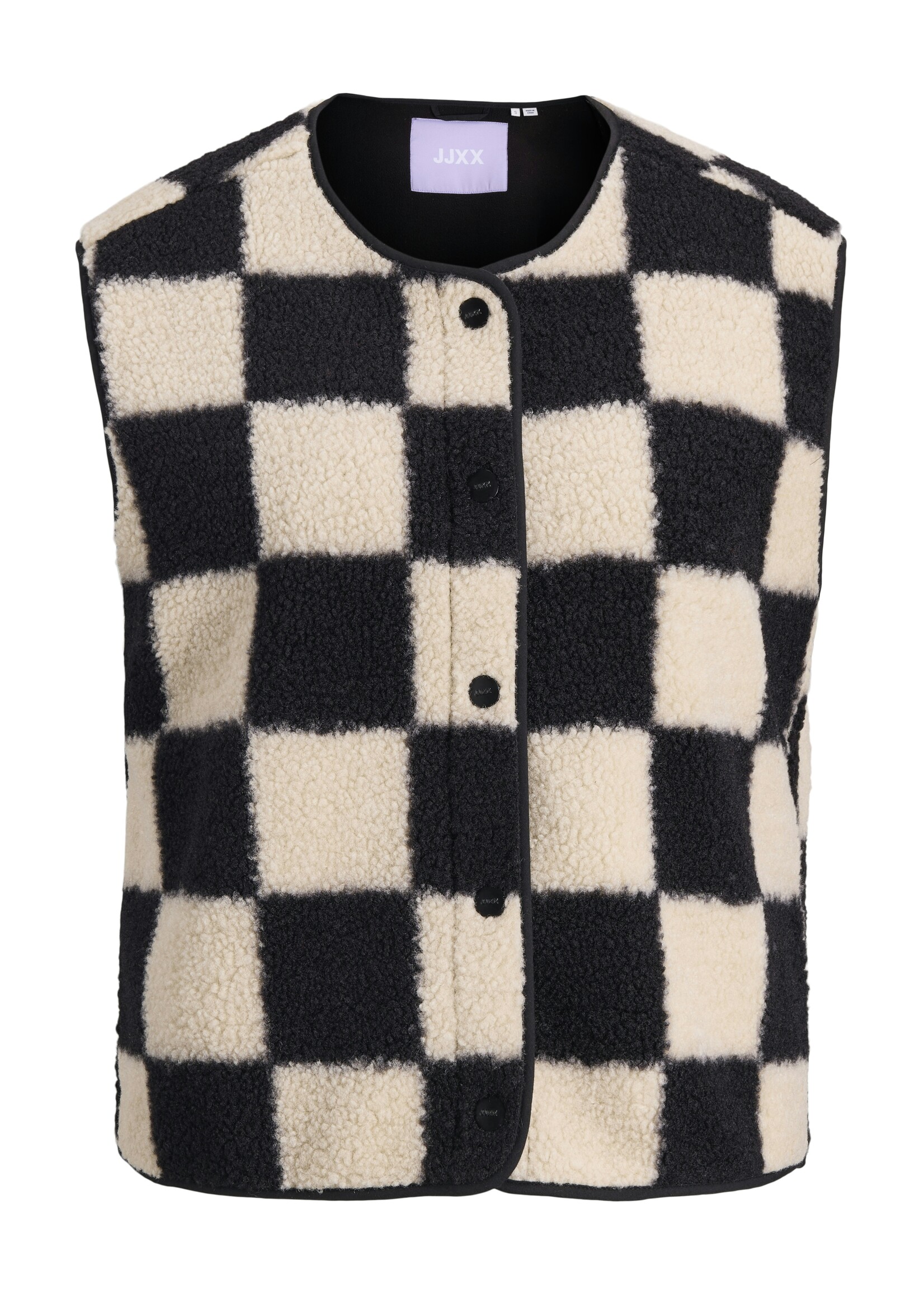 JXVERA CHECK TEDDY VEST - BONE WHITE CHECKS