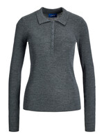 JXWREN WOOL POLO KNIT - MEDIUM GREY MELANGE