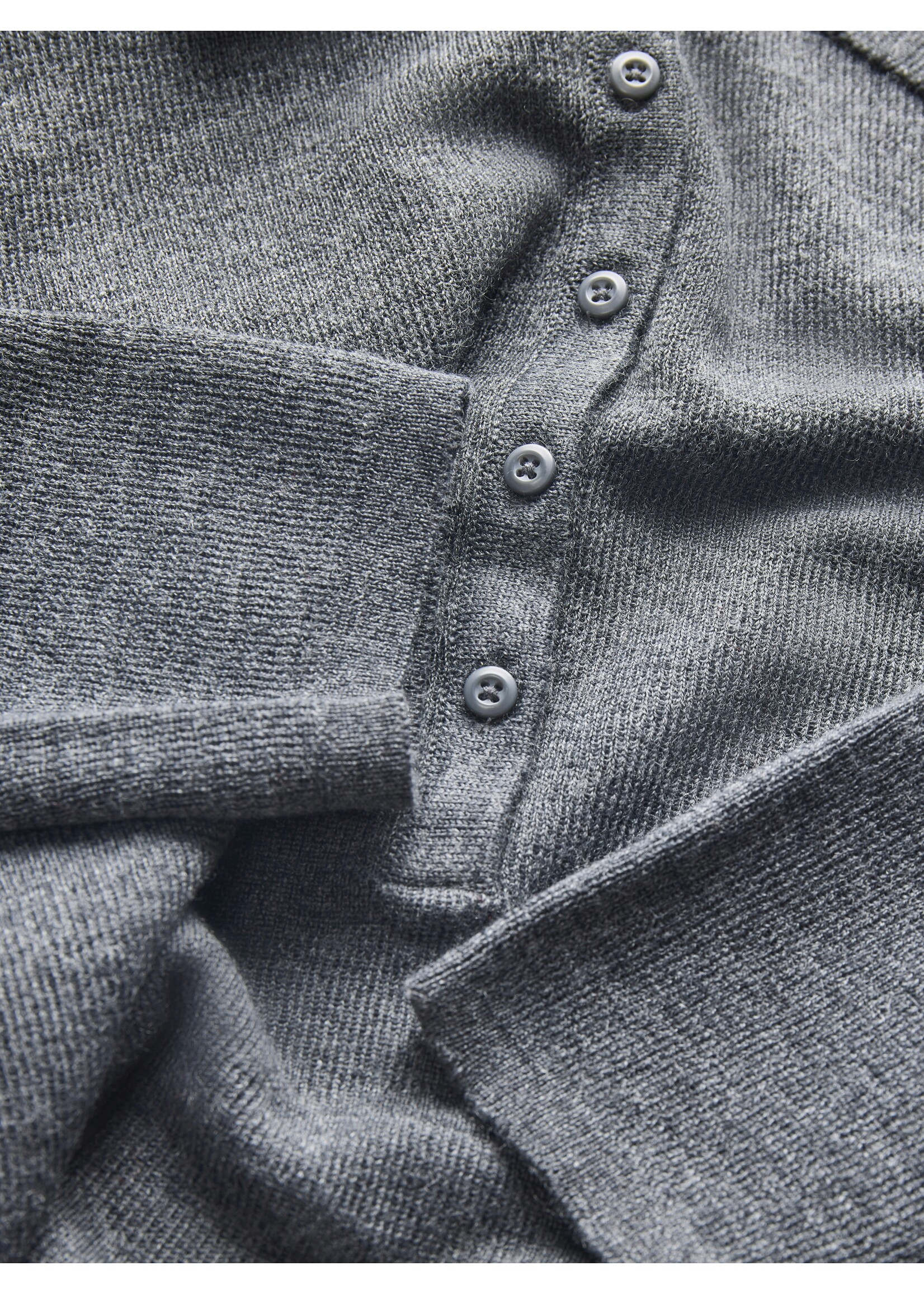 JXWREN WOOL POLO KNIT - MEDIUM GREY MELANGE