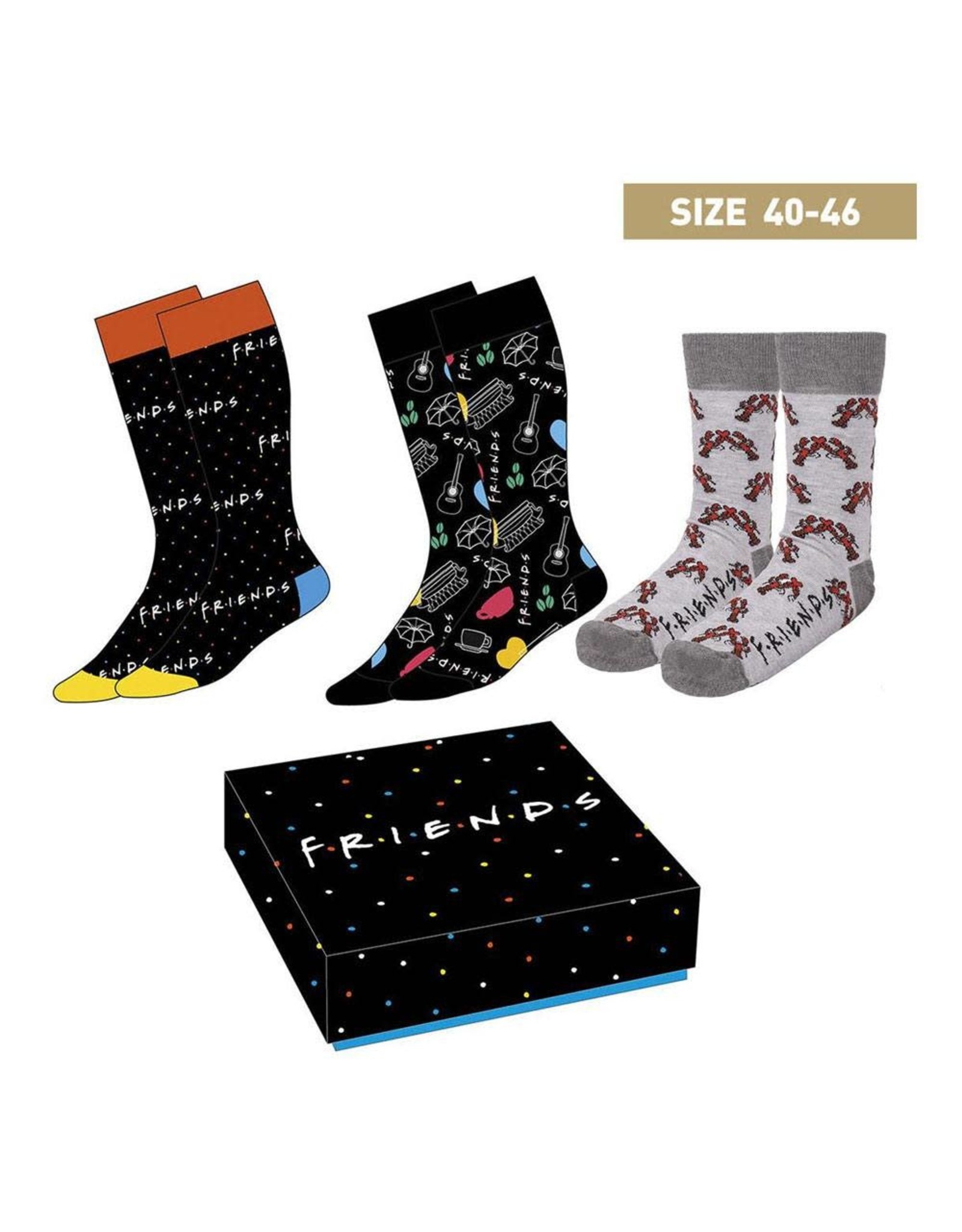 Cerda FRIENDS Set of 3 socks Size 40-46 - Symbols