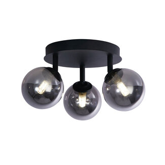 Searchlight Plafondlamp Crosby 3L Rookglas