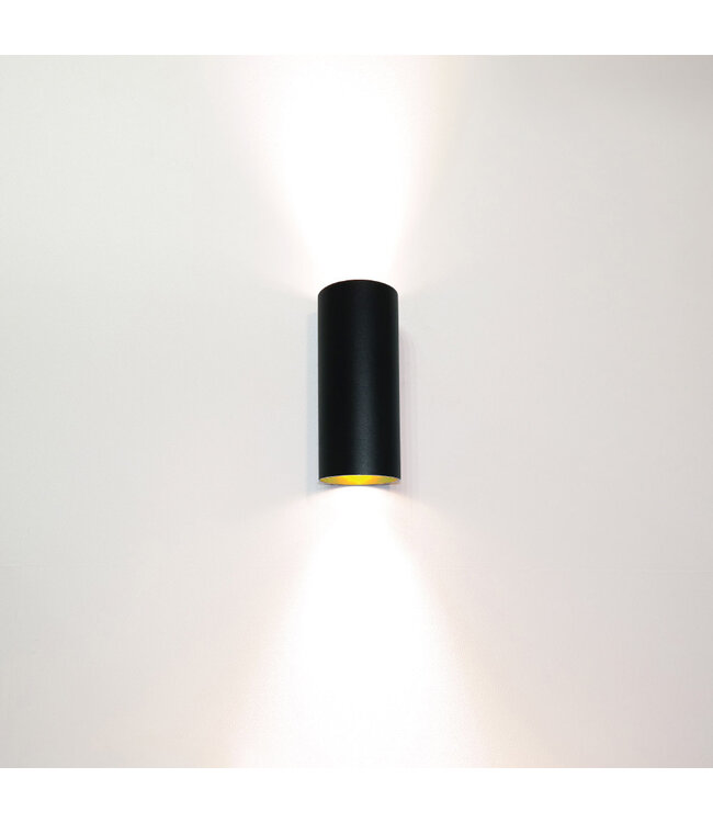 Modern Round Black/Golden Wall Light - Artdelight Roulo