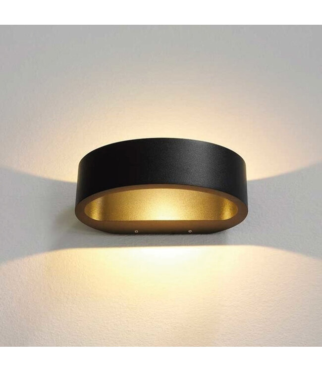 Zwarte Wandlamp Ovaal incl. LED - Artdelight Sharp