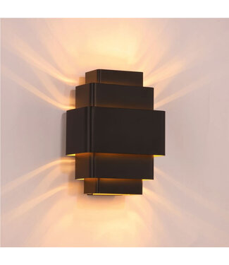 Artdelight Industriële Design Wandlamp Zwart/Goud